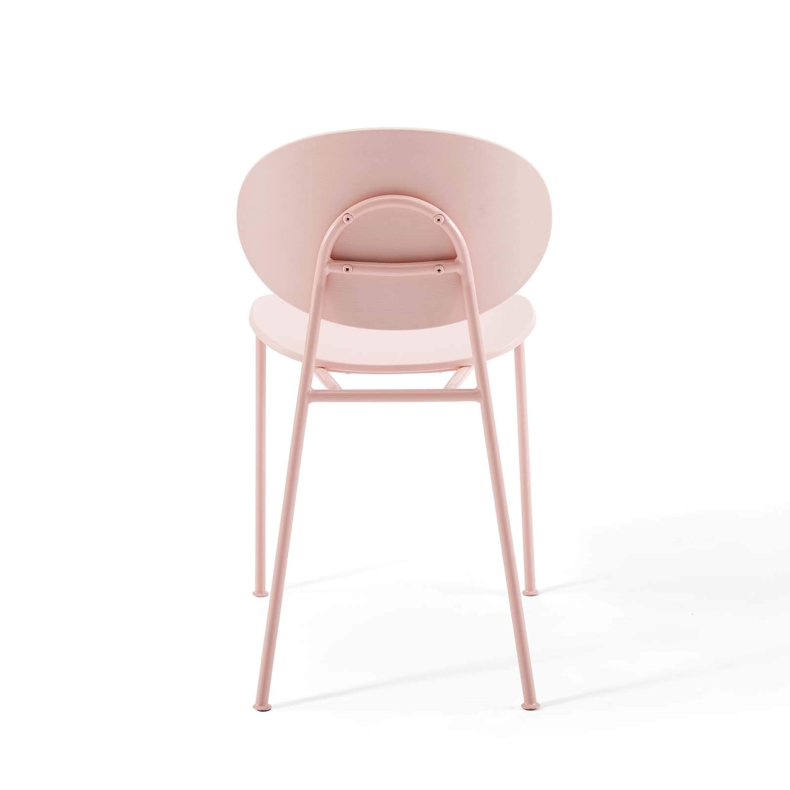 Modway Palette Modern Molded Plastic Accent Dining Chair in Pink - Set of 2 - Fully Assembled - Comfortable Stackable Chairs for Kitchen, Dining Room, Patio & Outdoor Use