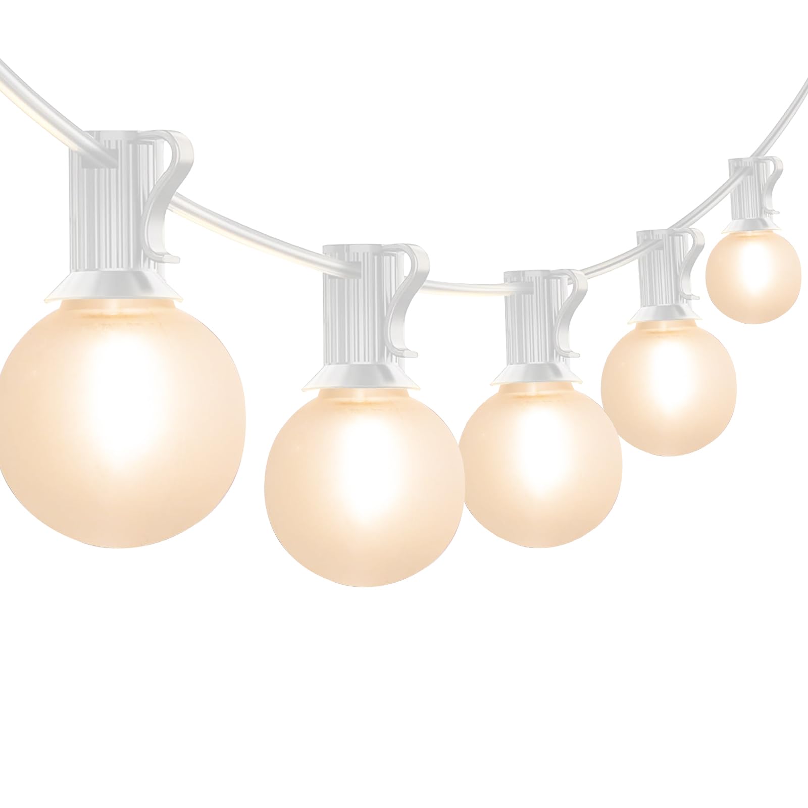 25Ft G40 LED Globe String Lights - 27 Frosted White Bulbs, Waterproof Outdoor Hanging Lights for Garden, Bistro, Pergola & Tent Decor - Perfect for Backyard, Patio & Wedding Decorations