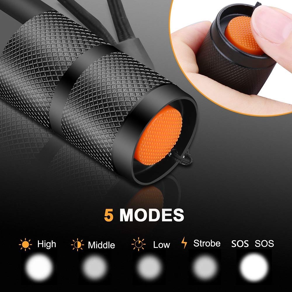MODOAO High Lumens 10000 Tactical Flashlight - Zoomable LED Flashlight with 5 Modes (2 Pack) - Perfect for Outdoor Camping, Emergency, Hiking, Hunting & Home Use