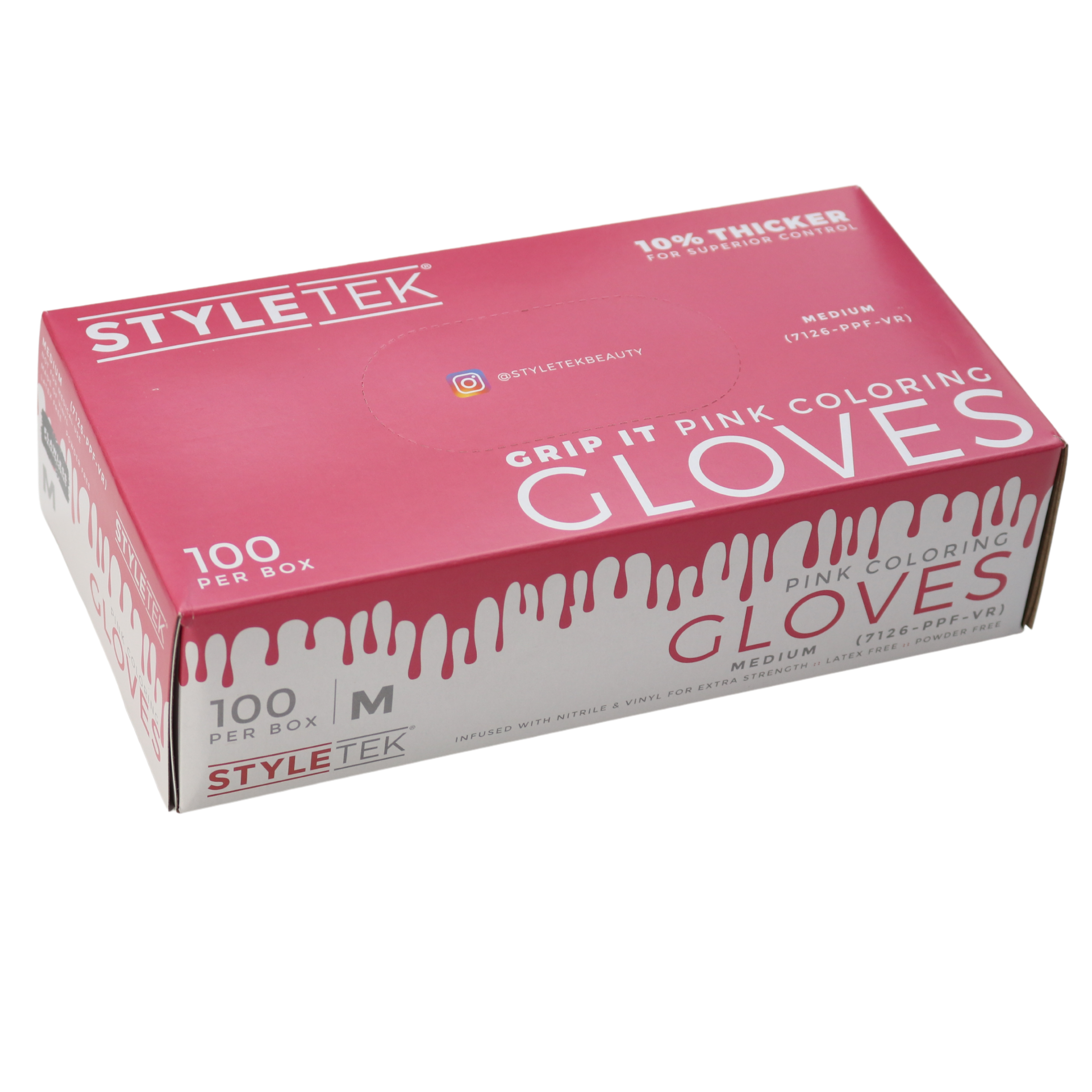 Styletek Pink Powder-Free Vinyl Gloves Medium (100 Count) - Disposable, Latex-Free, Comfort Fit for Food Handling, Cleaning & Medical Use