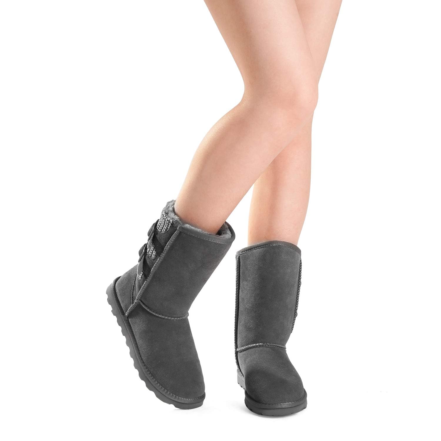 DREAM PAIRS Women's Mid Calf Winter Snow Boots - Waterproof Fuzzy Lined Booties with Buckle for Cold Weather | Warm & Stylish Snow Shoes for Women | Perfect for Snowy Days, Winter Hiking & Outdoor Activities