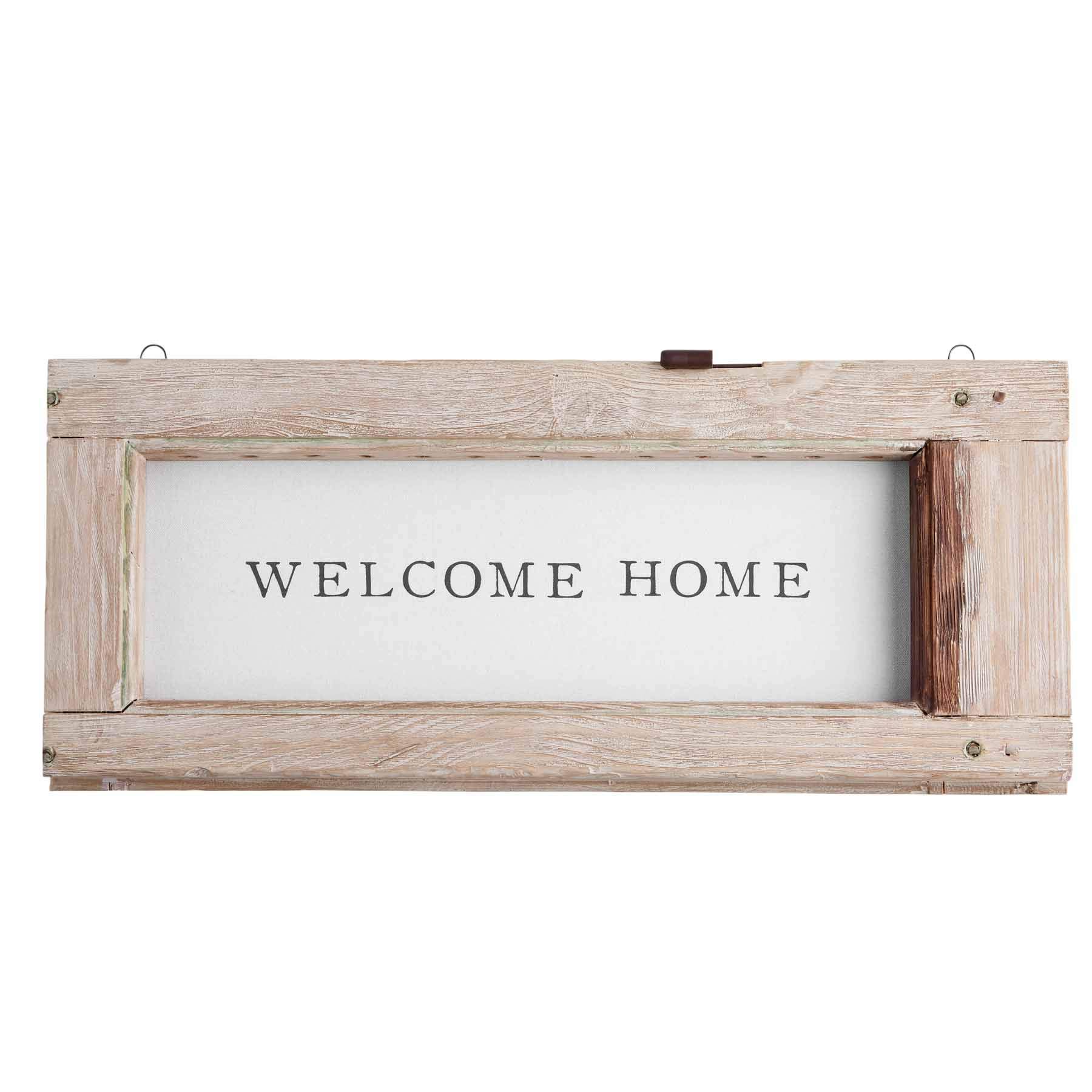 Welcome Home Wall Art - Mud Pie Farmhouse Decor for Entryway, Living Room & Bedroom - Rustic Wooden Sign with Inspirational Quote