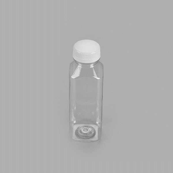 12 oz Square Clear Plastic Cold Pressed Juice Bottles with Safety Cap - 2 x 2 x 6.5 Inches - Pack of 100 - Perfect for Fresh Juices, Smoothies & Meal Prep Storage