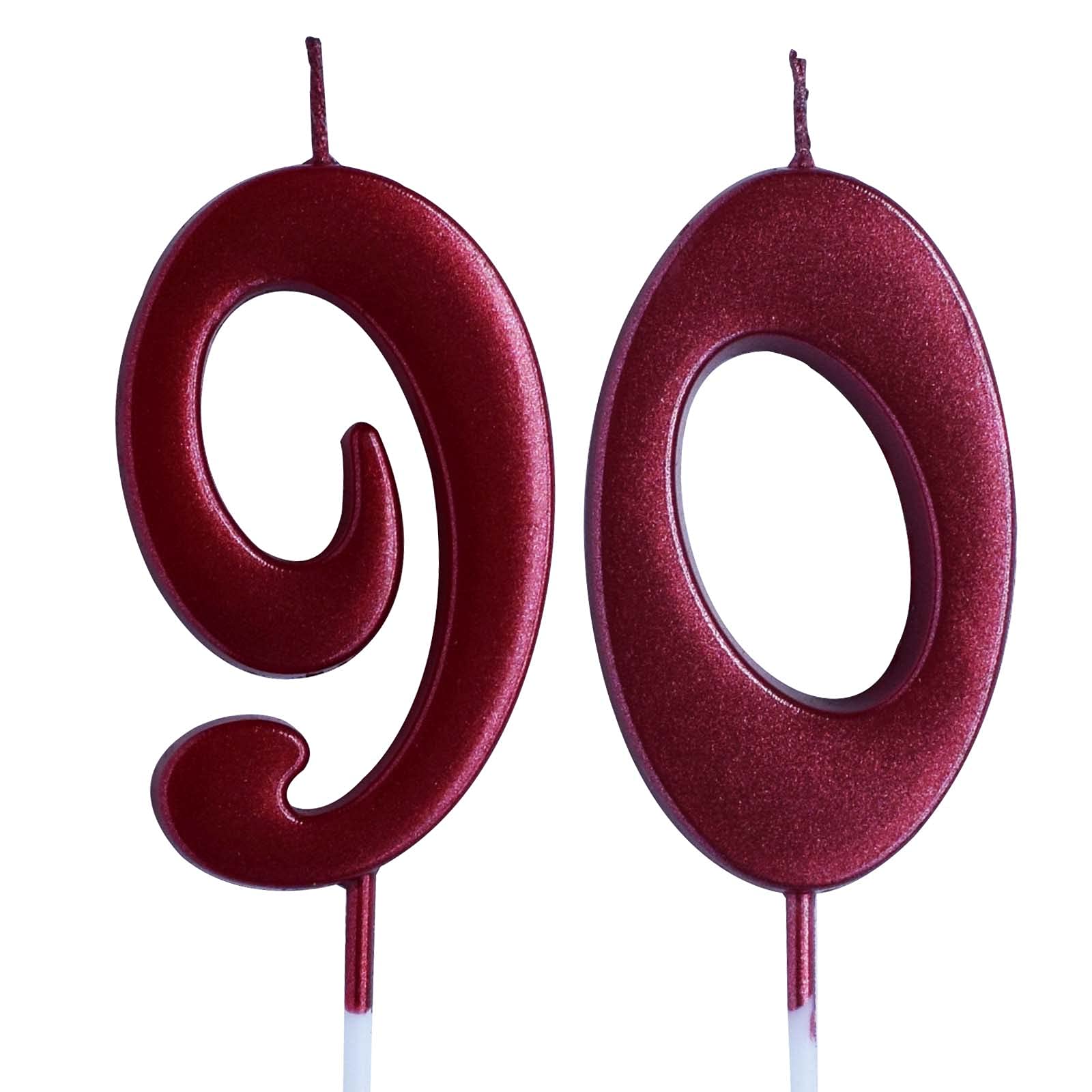 90th Birthday Candle - Red Number 90 Cake Topper for Women & Men | Anniversary Party Decorations & Supplies | Perfect for Milestone Celebrations, Retirement Parties & Family Gatherings