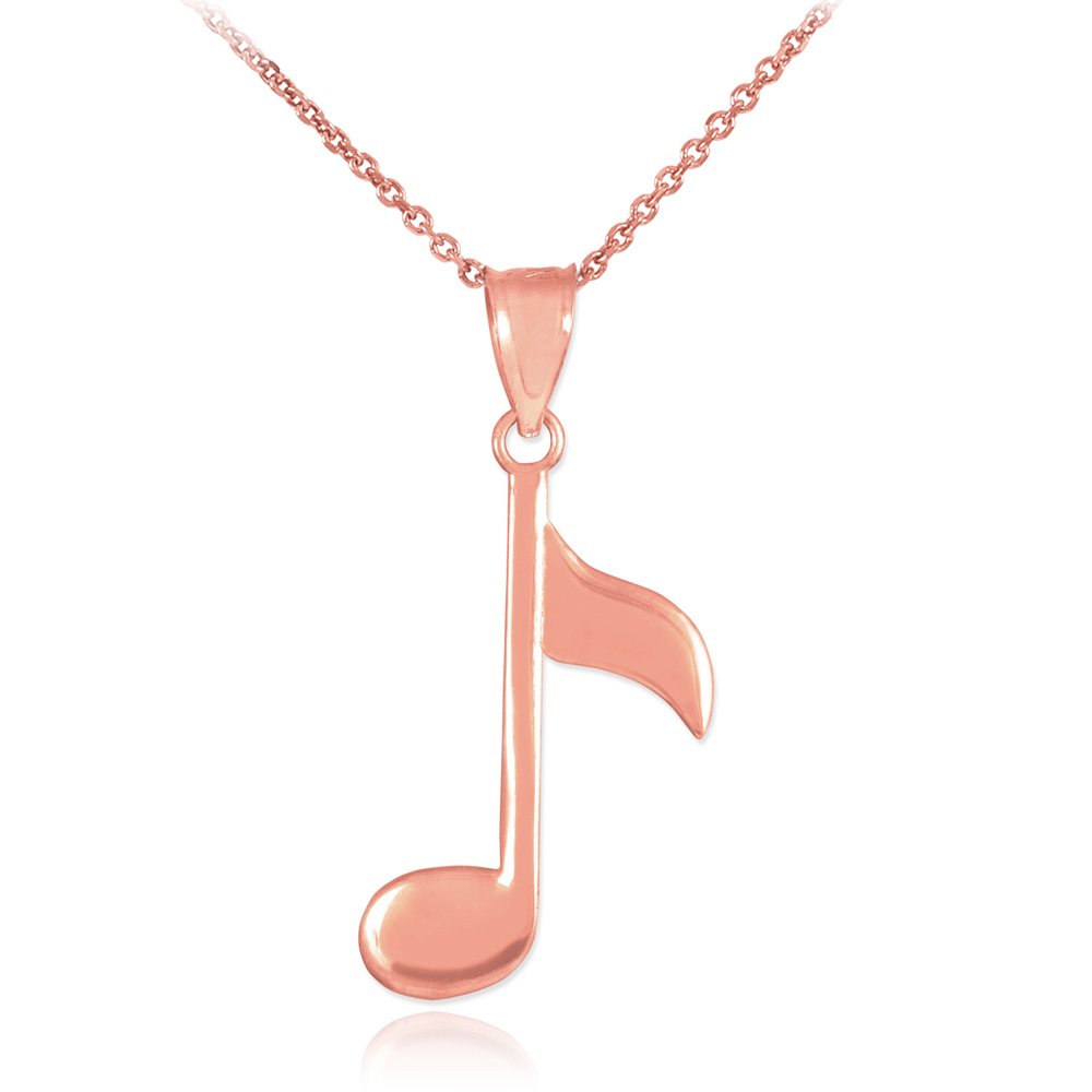 14K Rose Gold Eighth Note Musical Note Pendant Necklace for Women - Elegant Gift for Musicians, Music Lovers & Special Occasions