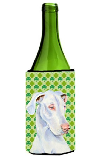 CoolCookware Great Dane St. Patrick's Day Shamrock Wine Bottle Sleeve Hugger - Insulated Wine Bottle Cover for Irish Themed Parties & Gifts