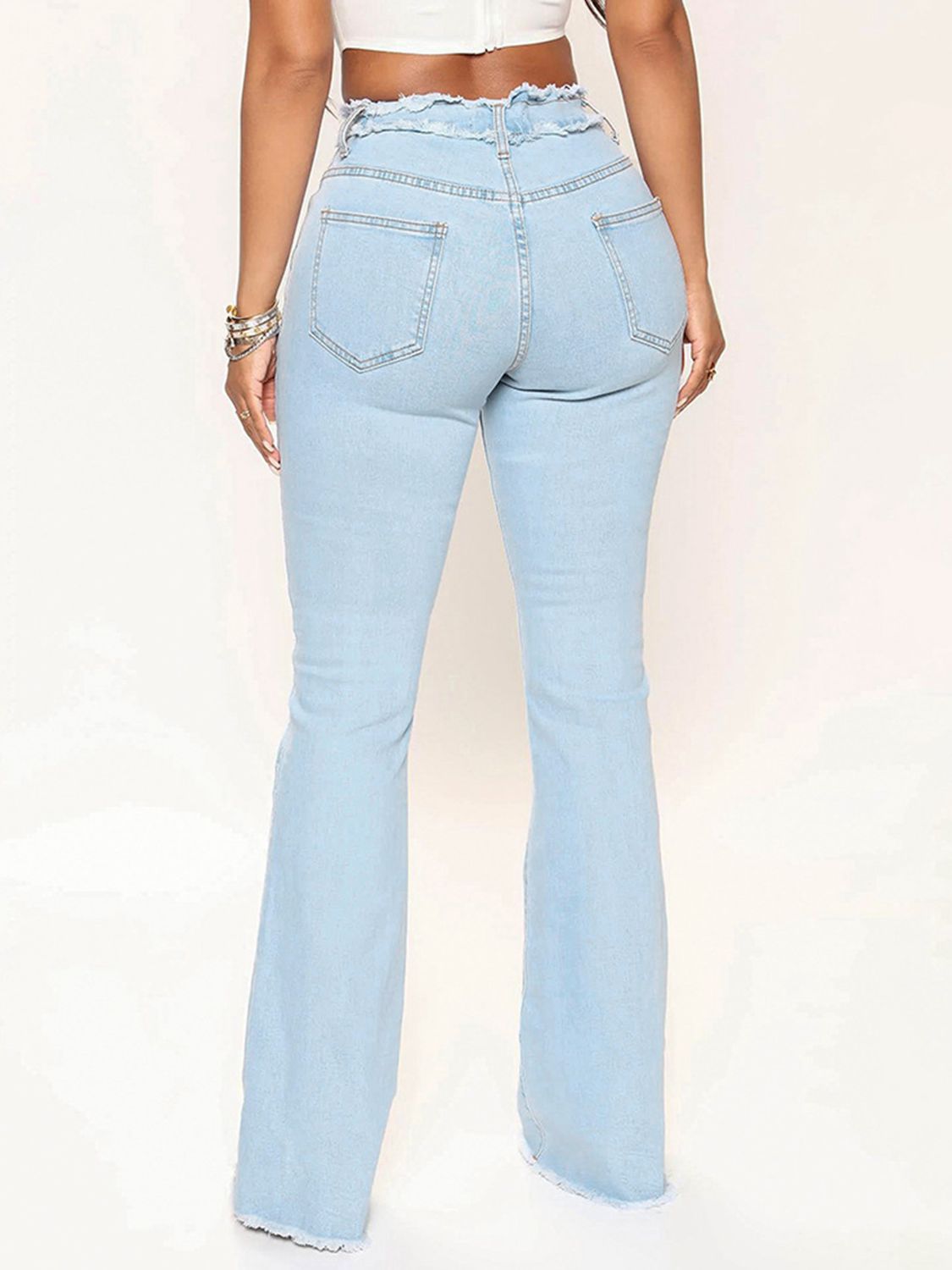 Stylish Striped Raw Hem Jeans for Women - Trendy Distressed Denim Pants with Frayed Edge - Perfect for Casual Outfits, Streetwear & Everyday Wear