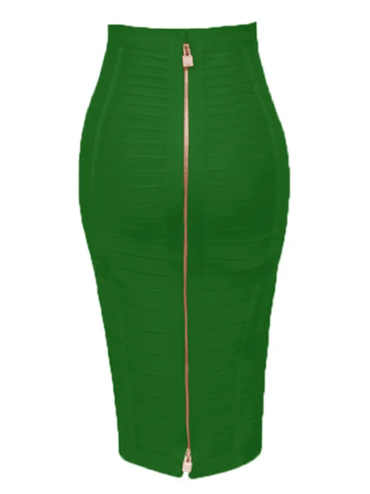 13 Colors Plus Size XL XXL 58cm Women's Sexy Zipper Bandage Skirt - Black Blue Orange Red Rayon A-Line Designer Skirt | Perfect for Clubwear, Night Out, Date Night & Party Outfits
