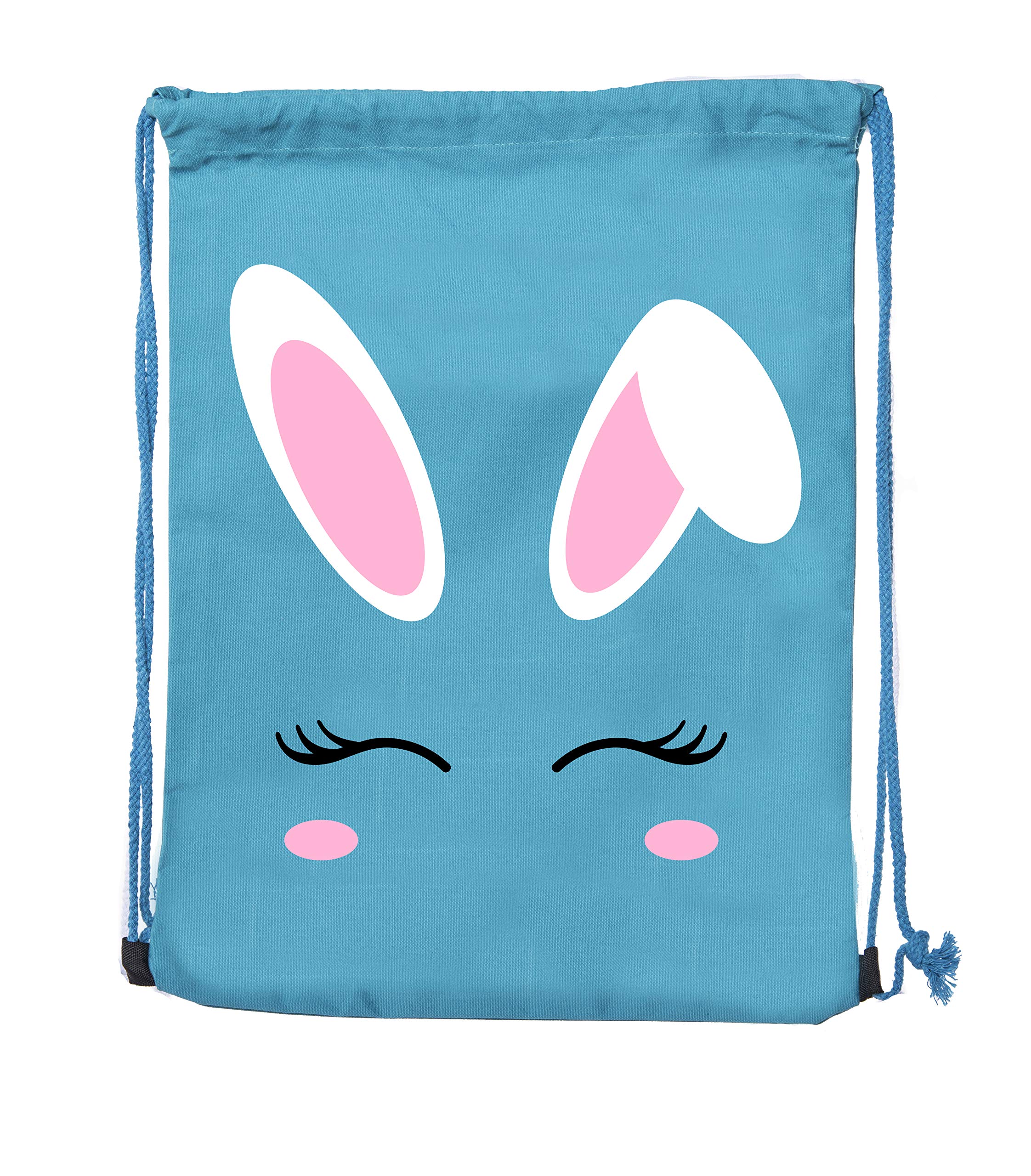 Easter Basket Backpack - Bulk Cotton Drawstring Cinch Bags for Easter Bunny Gifts (Bunny Face Design) - Perfect for Easter Egg Hunts, Party Favors & Classroom Treats
