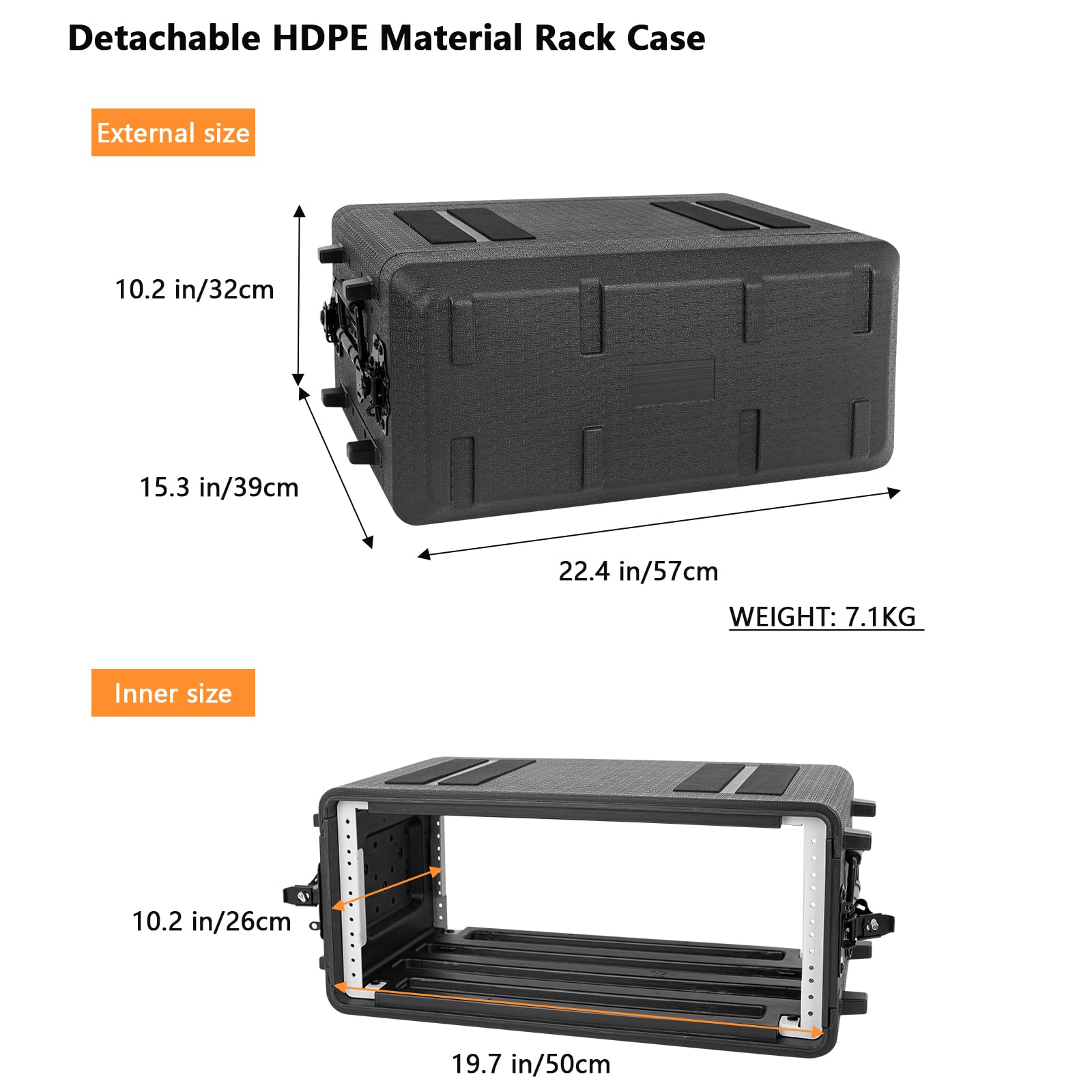 4U Rack Mount Case - Heavy Duty Molded Amplifier Road Case for Pro Audio, PA, DJ Equipment - Waterproof Protective Hard Shell with Custom Foam for Wireless Mic Systems, Amps, Effects, Mixers - Perfect for Live Gigs, Studio & Travel