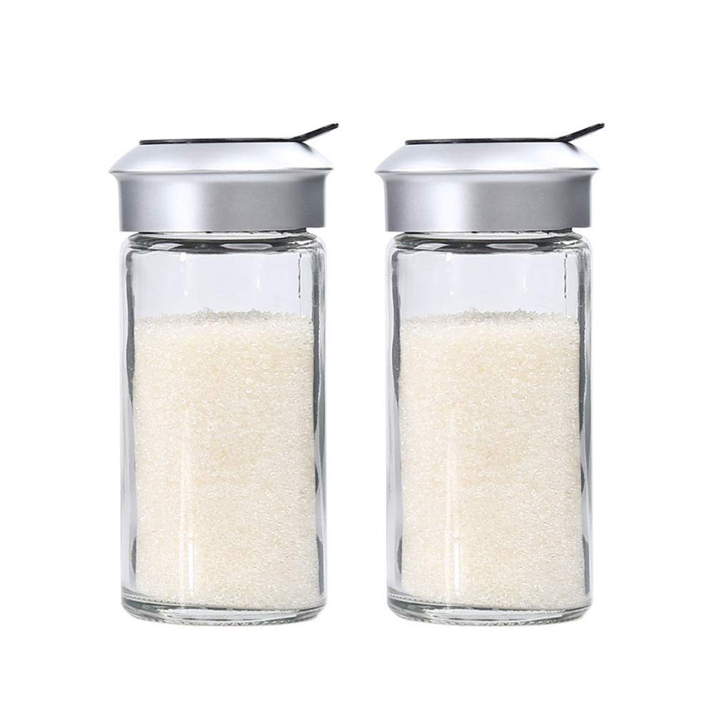 Luxshiny 2-Piece BBQ Grill Salt and Pepper Shaker Set - Rotating Seasoning Cruet Jars for Outdoor Cooking, Camping, and Kitchen Use