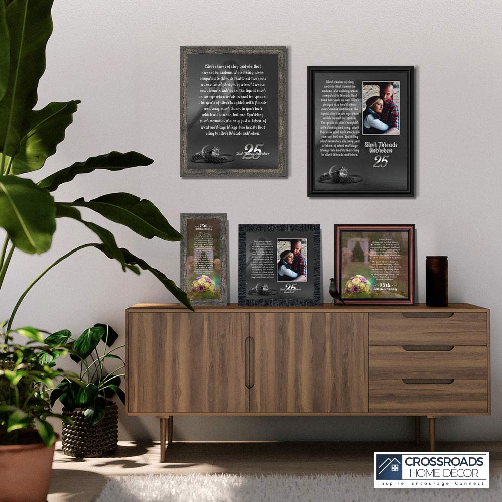 Crossroads Home Décor 25th Anniversary Picture Frame - Elegant Silver Wedding Anniversary Gift for Couples - Perfect for 25th Wedding Anniversary Decorations, Home Display & Special Occasion Gifts - 6303CH