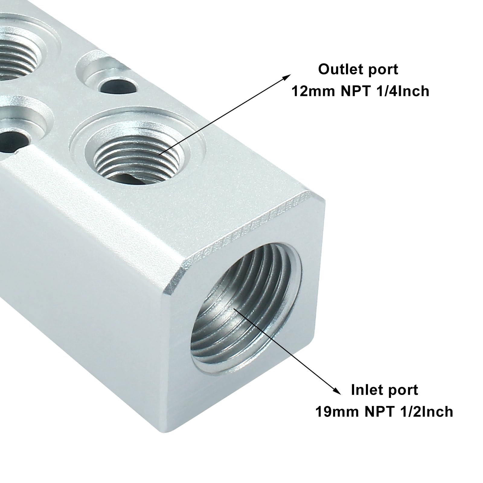 2 Way Pneumatic Manifold Air Distribution Block - G1/2 Supply Port & G1/4-Inch Output Port - High Pressure Air Compressor Manifold Fitting for Industrial Automation & Pneumatic Systems