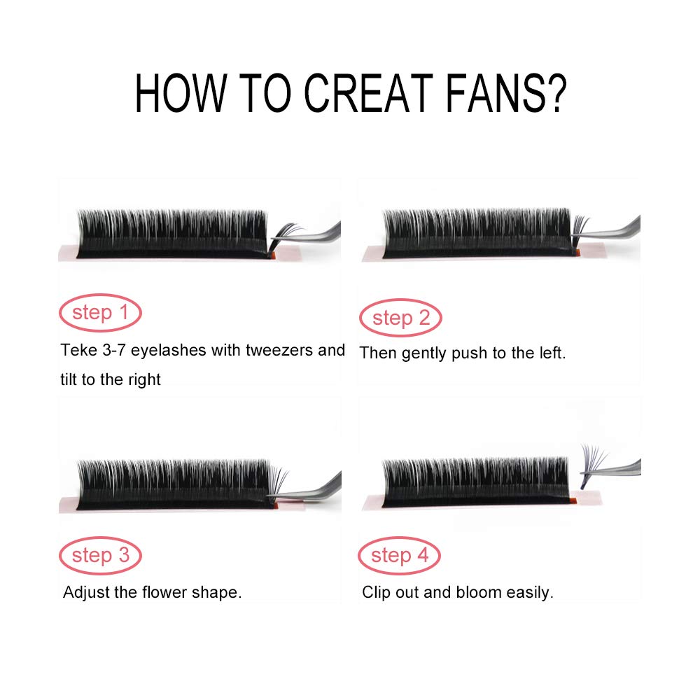 QUEWEL 0.07mm D Curl Volume Lash Extensions - 12mm Mink Black False Eyelashes for Rapid Blooming & Easy Fanning | Perfect for Bridal, Party & Special Occasion Makeup