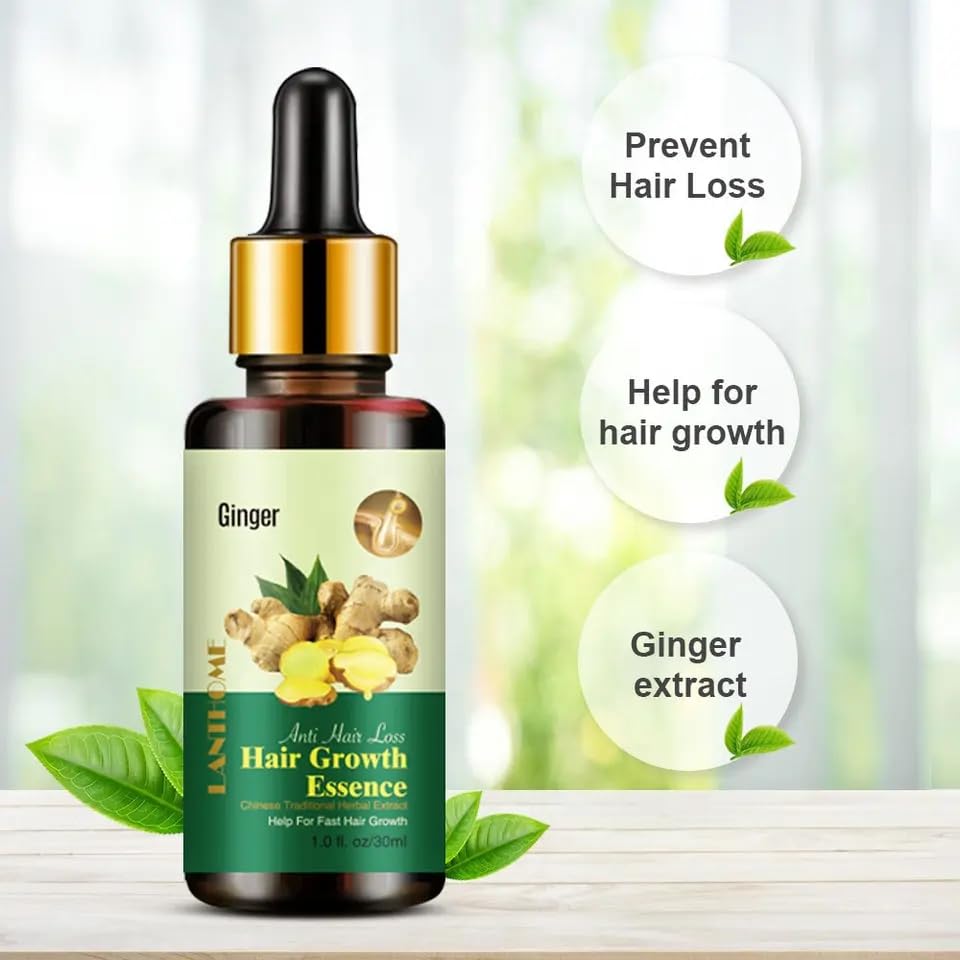 Ginger Germinal Oil for Hair Growth - Natural Hair Growth Serum for Women & Men - Thicker, Stronger, Longer Hair Treatment - 30ml Bottle - Ideal for Thinning Hair & Scalp Care - Perfect for Daily Hair Regimen & Styling