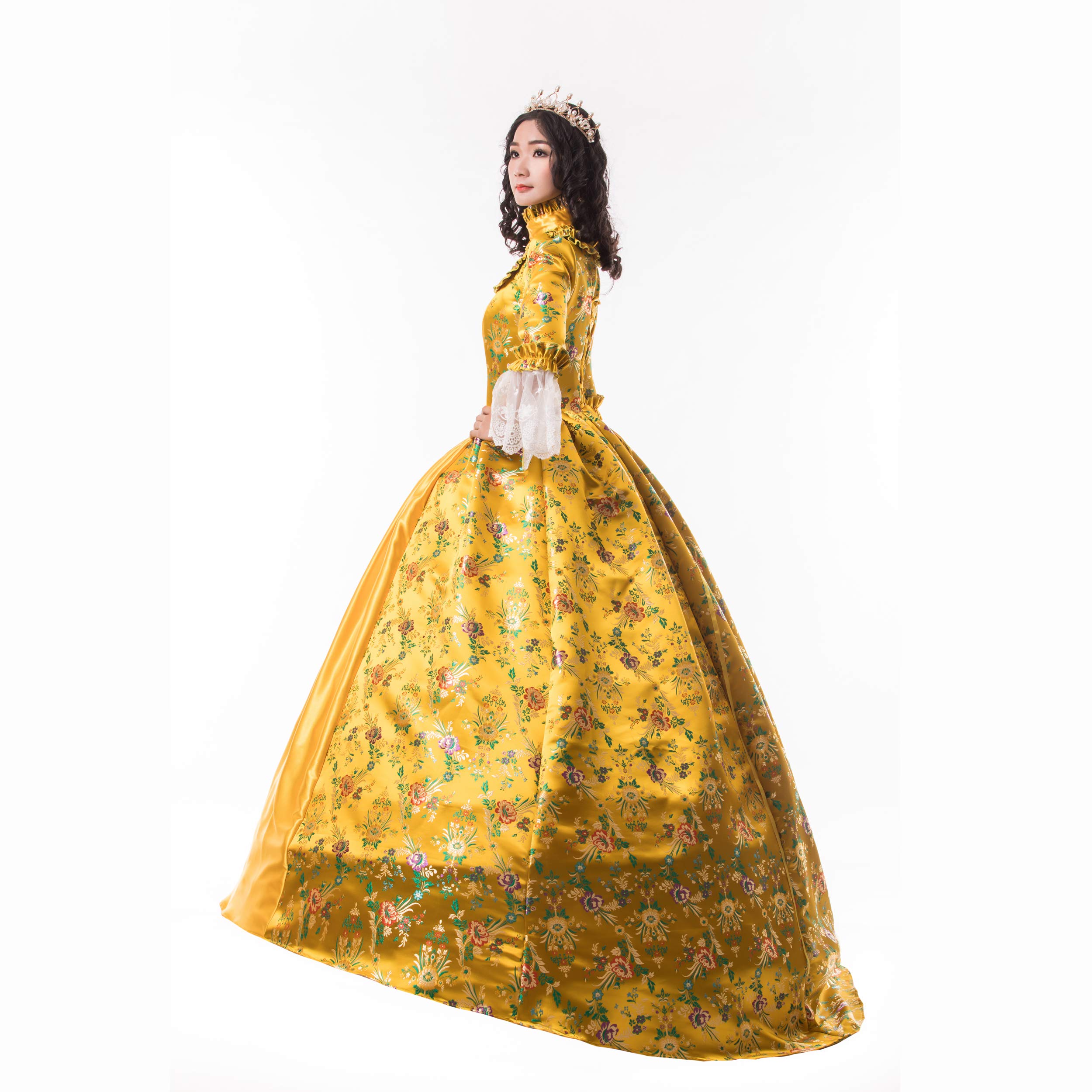 Elegant Victorian Ball Gown for Women - Long Sleeve Rococo Masquerade Party Dress with Lace Details | Perfect for Costume Parties, Renaissance Fairs & Historical Reenactments