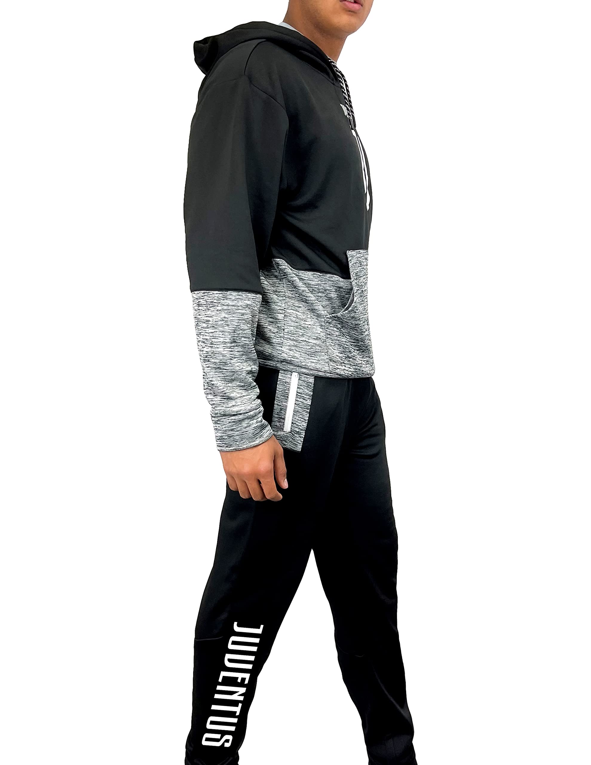 Icon Sports Men's Juventus Tracksuit 2-Piece Set - Hooded Pullover Sweater & Jogger Pants | Official Football Fan Apparel for Training, Lounge & Match Day Support
