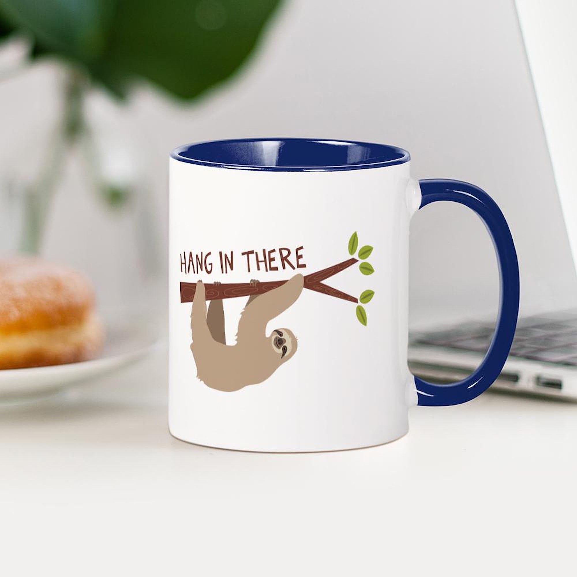 Hang In There Ceramic Coffee Mug - 11 oz (325 ml) White Coffee Cup - Perfect for Office, Home, or Gifts - Funny Motivational Mug for Tea & Coffee Lovers