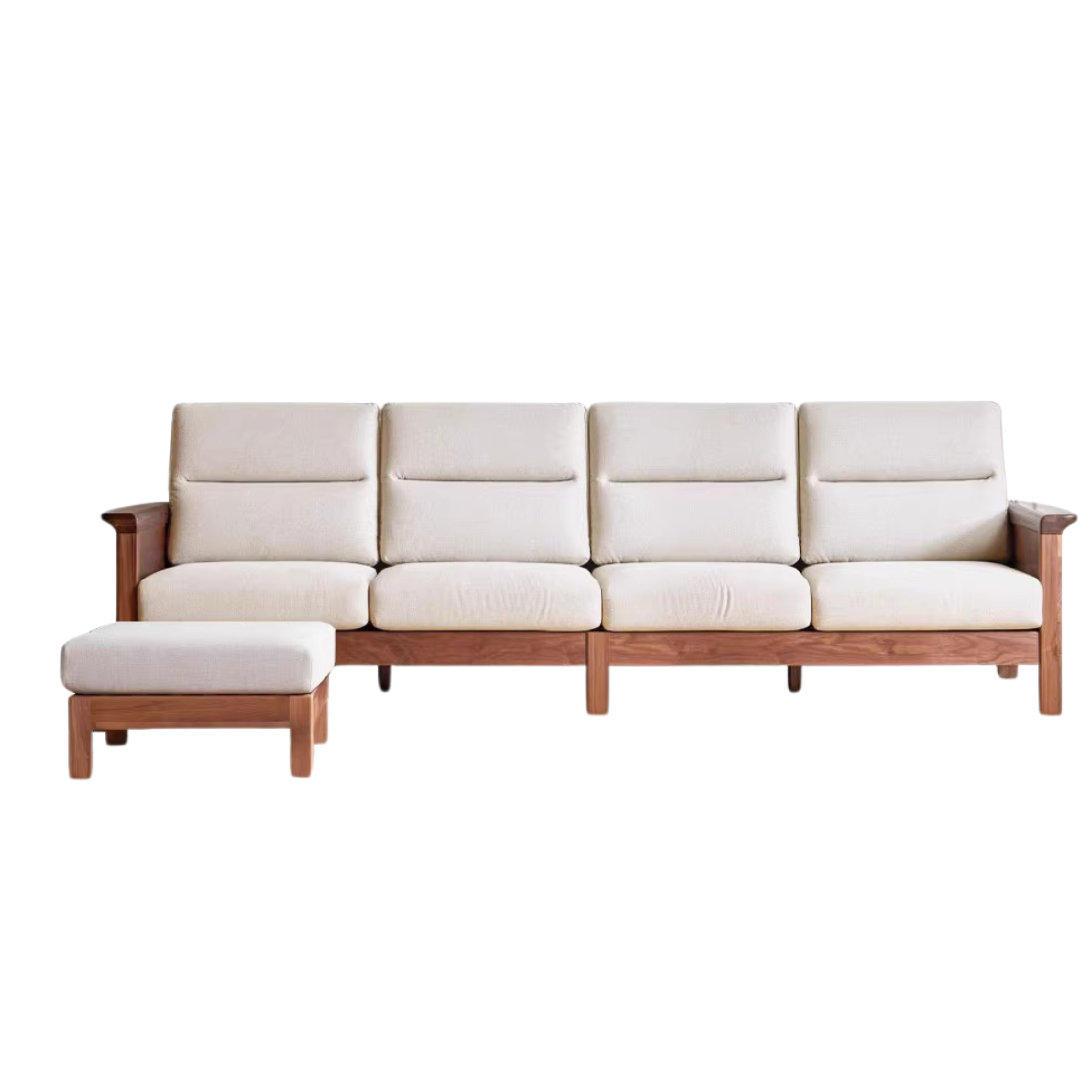 Premium Black Walnut Solid Wood Upholstered Fabric Sofa - Modern Living Room Furniture for Home & Office Comfort