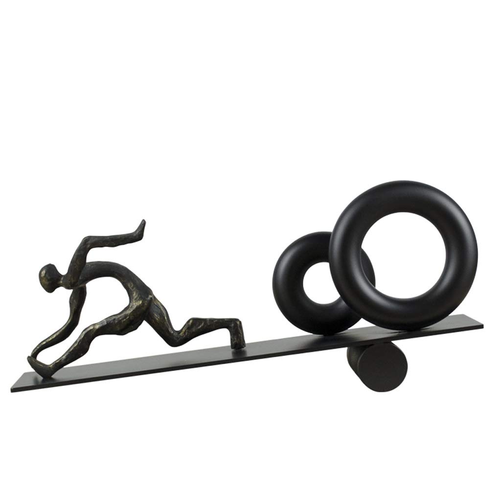 Modern Black Resin Sculpture Figurines - Elegant Desktop Decor, Home Office Decoration, Unique Tabletop Ornament for Living Room, Bookshelf & Workspace