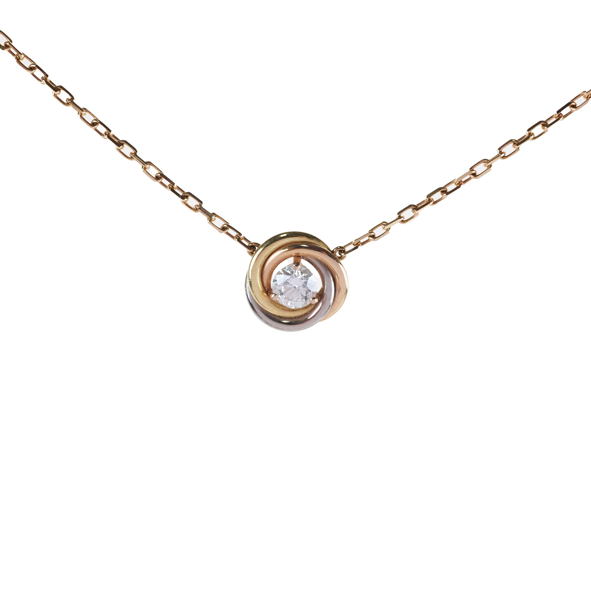 Cartier Trinity 18k White Gold Diamond Necklace - Tri-Color Gold Pendant with Diamonds for Women | Perfect for Anniversary Gifts, Weddings & Special Occasions