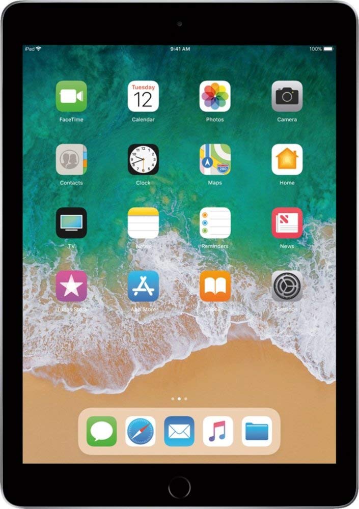 Apple iPad 5th Generation 128GB Wi-Fi Tablet - Space Gray (Renewed) for Work, Study & Entertainment