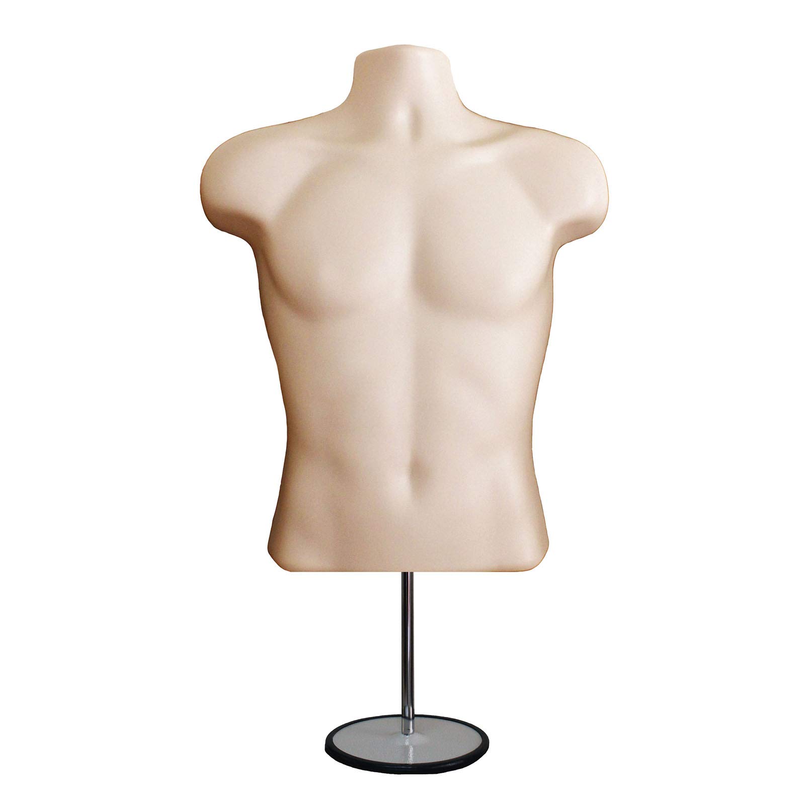 Realistic Male & Female Hollow Back Mannequin Torso Set with Adjustable Metal Stand - Size S/M (4-Pack) for Fashion Display, Photography, and Retail Store Visual Merchandising