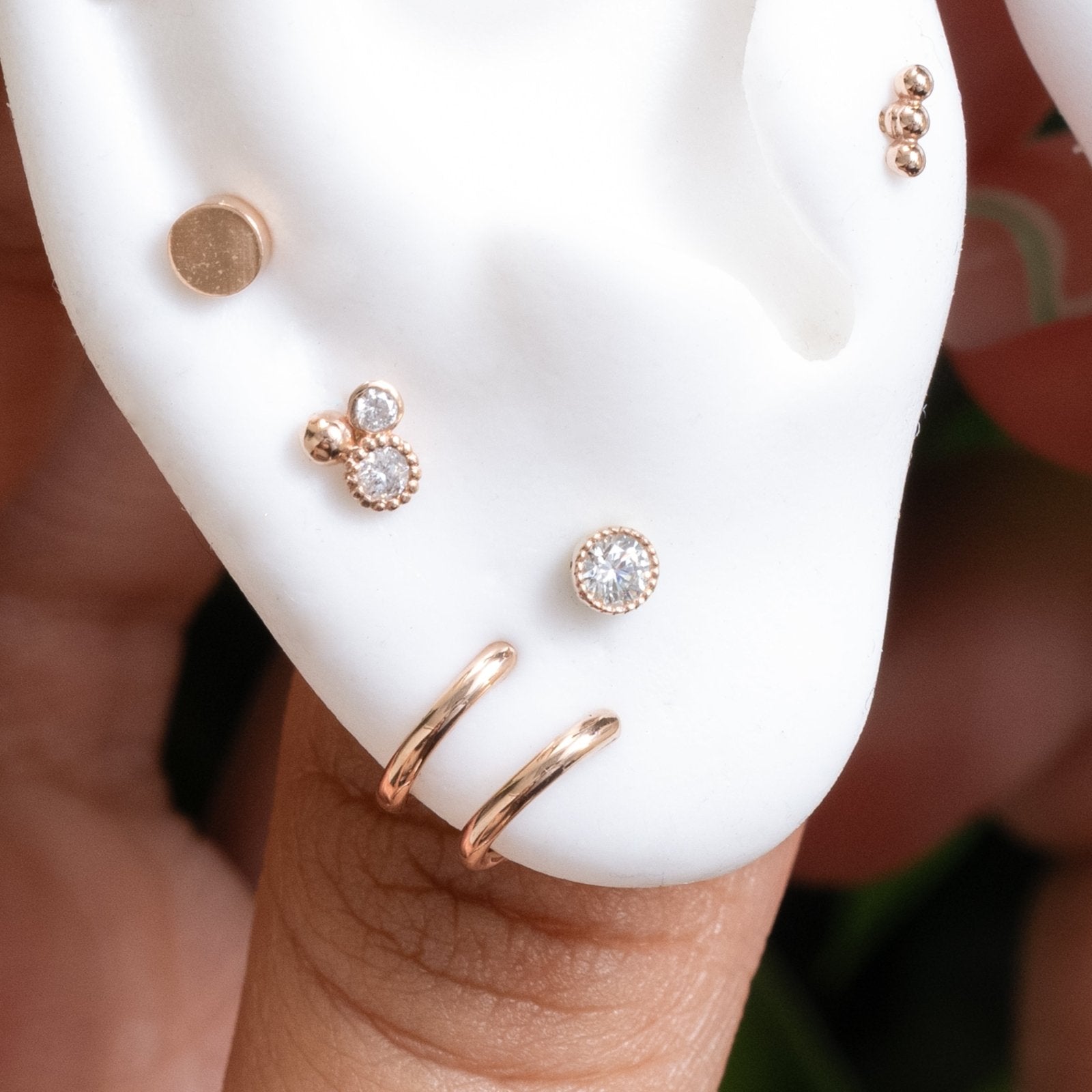 14K Solid Rose Gold Flat Back Stud Earrings - Hypoallergenic, Dainty & Elegant Jewelry for Women - Perfect for Everyday Wear, Gifts & Special Occasions