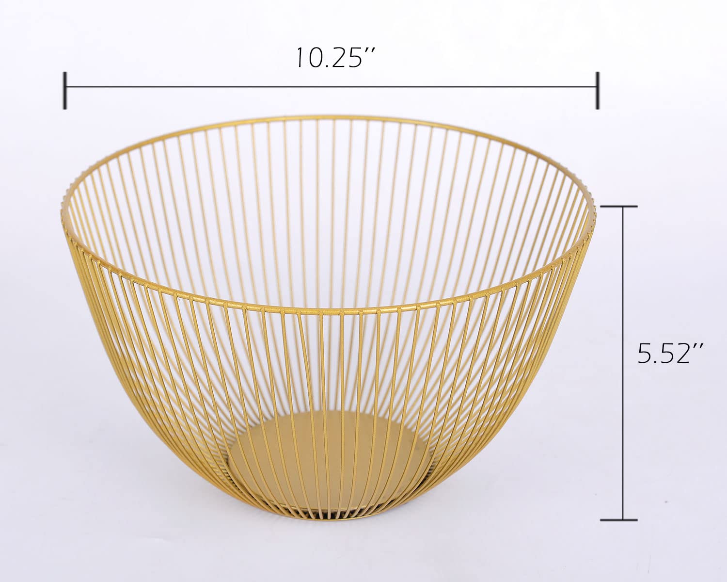 Stainless Steel Wire Fruit Basket - Round Gold Metal Fruit Bowl for Kitchen Countertop | Rust-Proof & Durable Fruit Holder for Dining Table, Pantry, or Farmhouse Decor