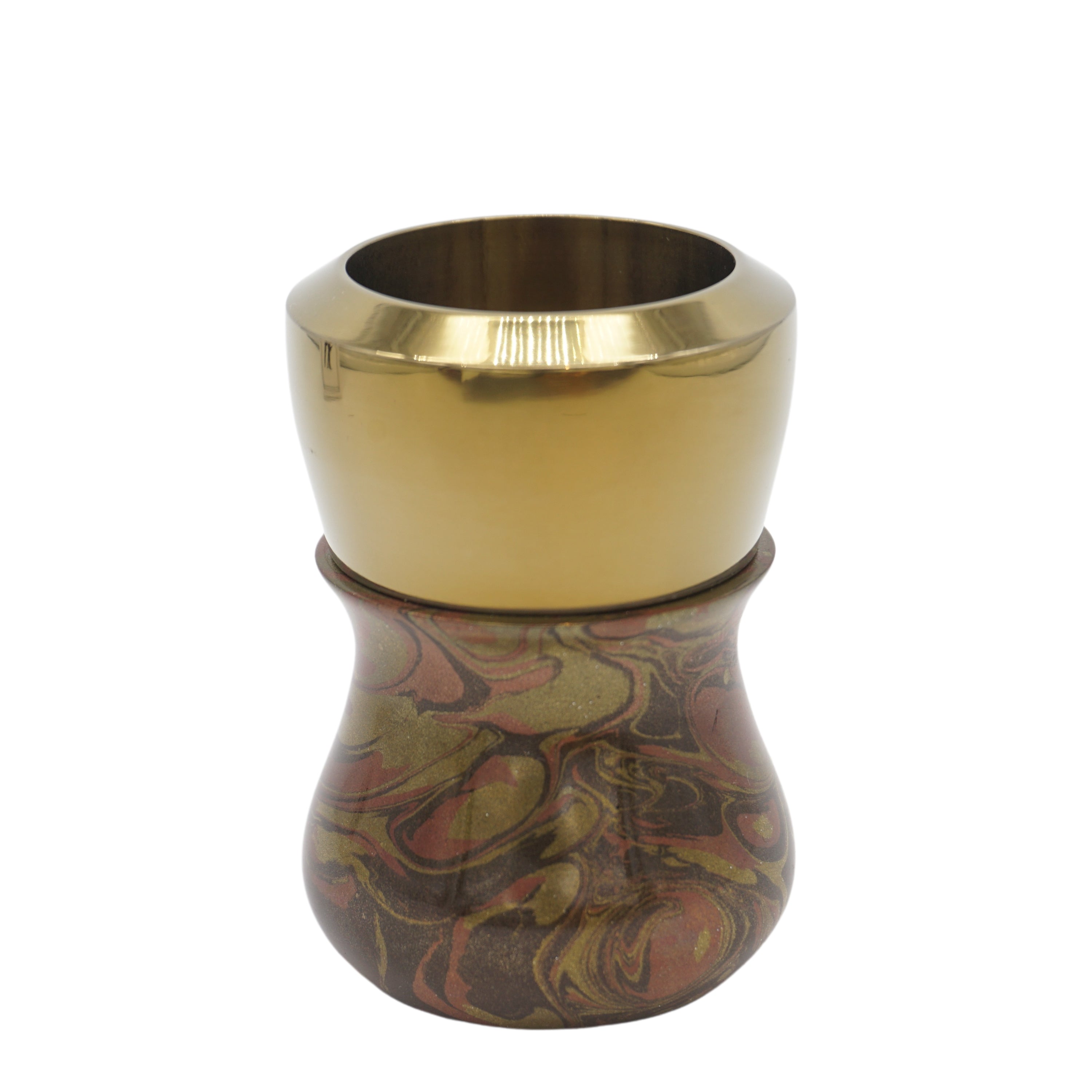 Premium Tri Bronze Handcrafted Shaving Brush Handle for Wet Shaving - Fits 28mm & 30mm Knots - Perfect for Barber Shops, Home Grooming & Luxury Shaving Kits