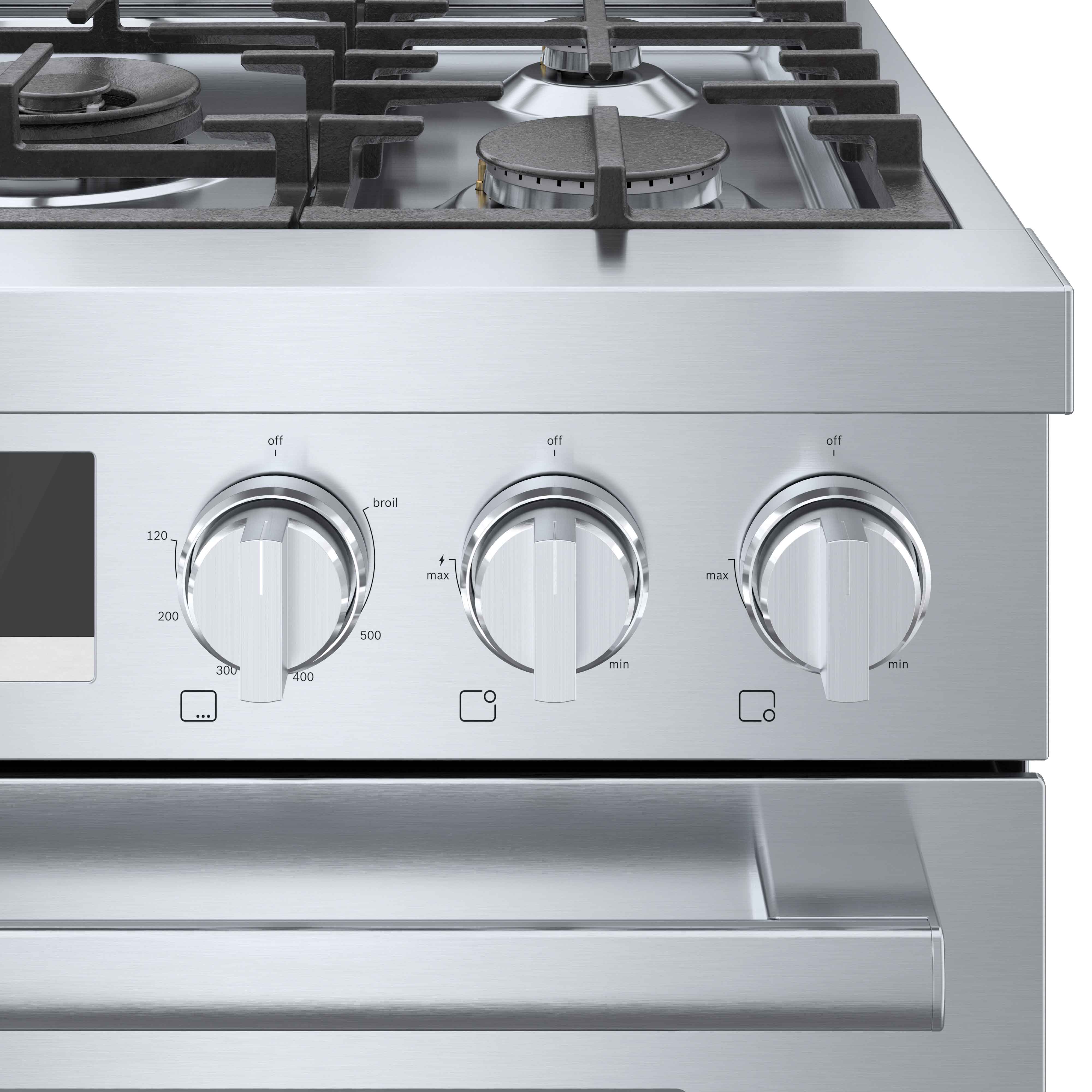 Bosch 30-Inch Industrial Style Gas Range with 5 Burners - Stainless Steel HGS8055UC - Perfect for Professional Home Chefs & Modern Kitchens