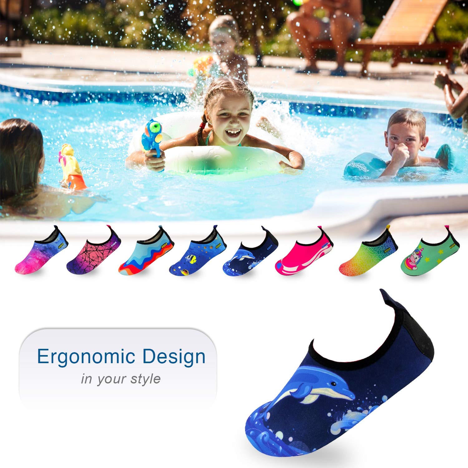 Quick-Dry Non-Slip Water Shoes for Kids & Toddlers - Lightweight Swim Shoes for Beach, Pool & Water Sports - Perfect for Summer, Sea & Outdoor Activities