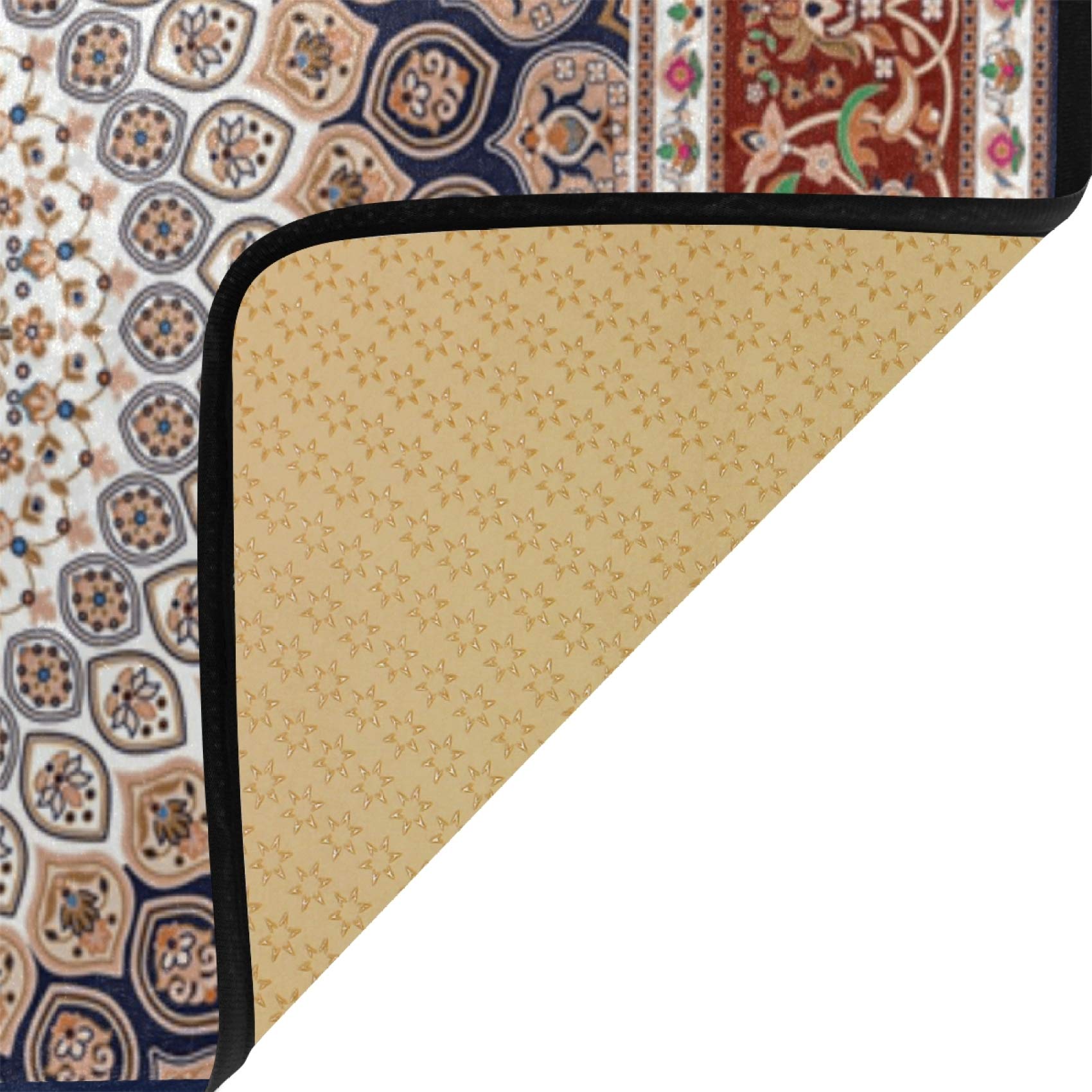 ALAZA Non-Slip Anti-Fatigue Kitchen Mat - 39x20 Inch Bohemian Mandala Design Brown Floor Rug for Under Sink, Office & Door Decor - Soft Standing Mat for Home, Kitchen & Workspaces