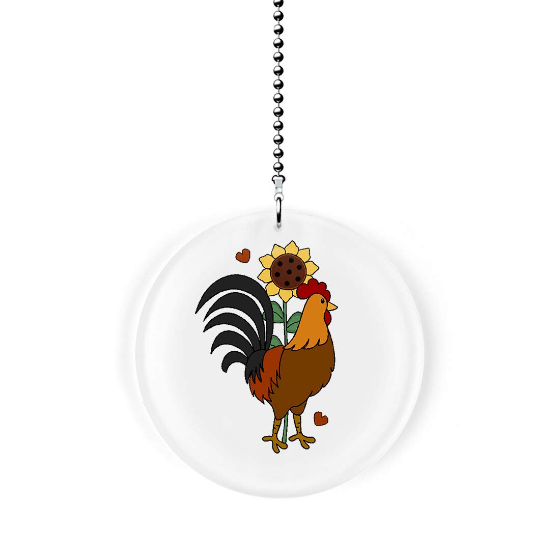 Sunflower Rooster Ceiling Fan Pull Chain - Vintage Farmhouse Decor for Kitchen, Bedroom, and Living Room Lighting