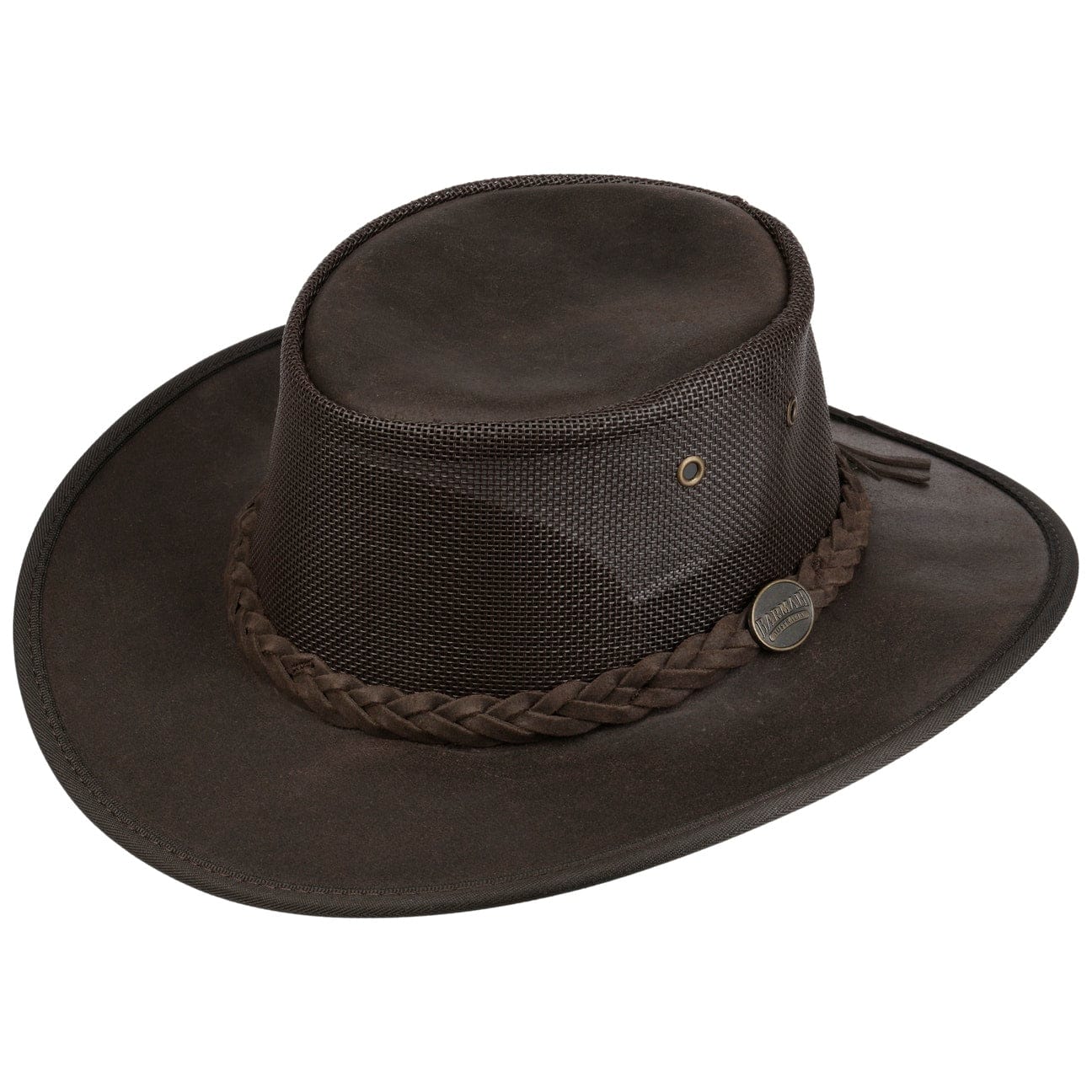 Barmah Foldable Leather Cooler Hat - Adjustable Sun Protection for Outdoor, Camping, and Beach Activities