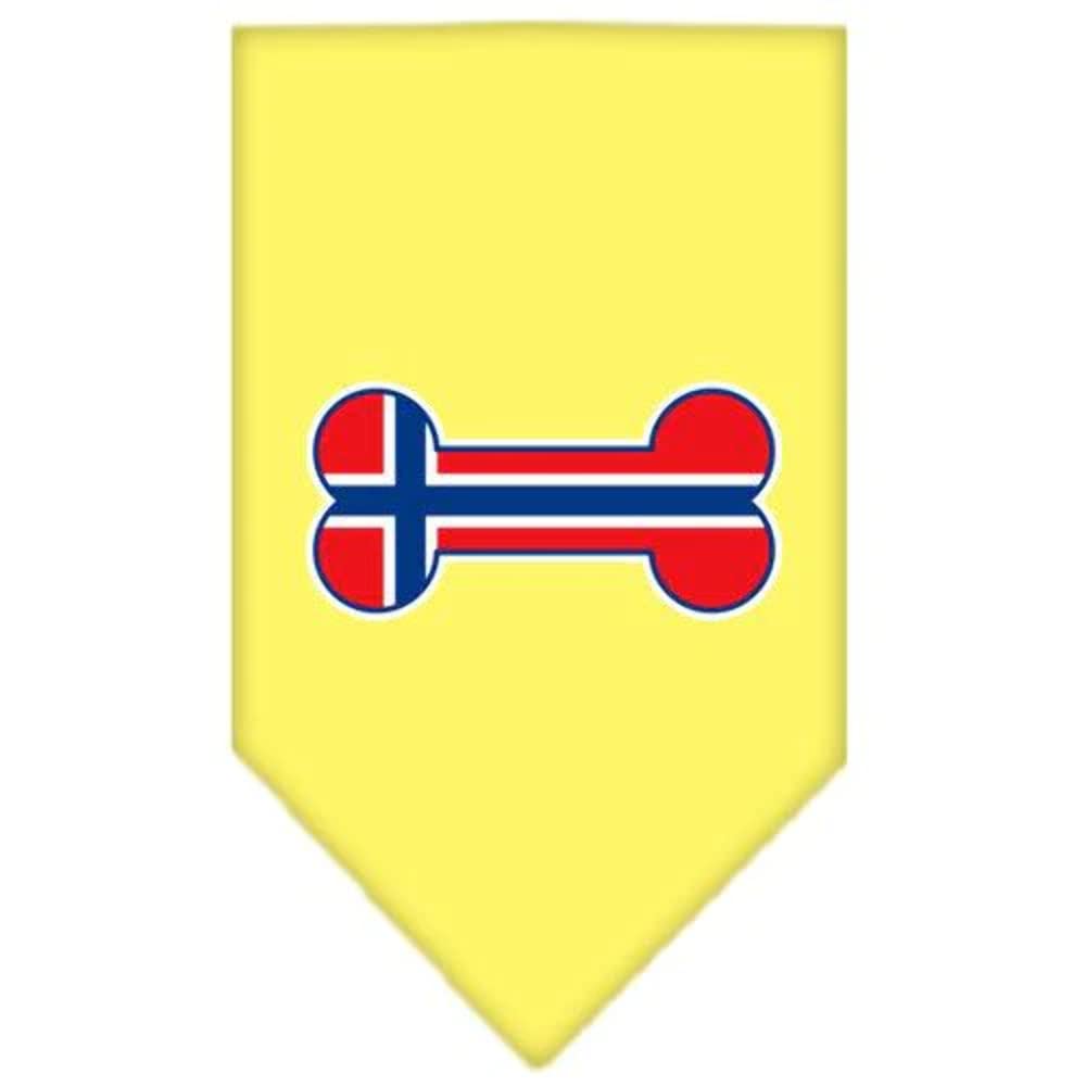 Bone Shaped Norway Flag Dog Bandana - Yellow Large Pet Bandana for Norwegian Dog Lovers - Perfect for National Day Celebrations & Outdoor Adventures