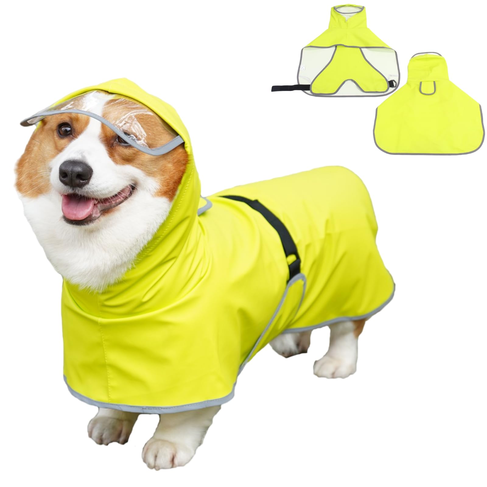 Waterproof Dog Raincoat with Hood - Reflective & Adjustable for Small Dogs - Outdoor Walking
