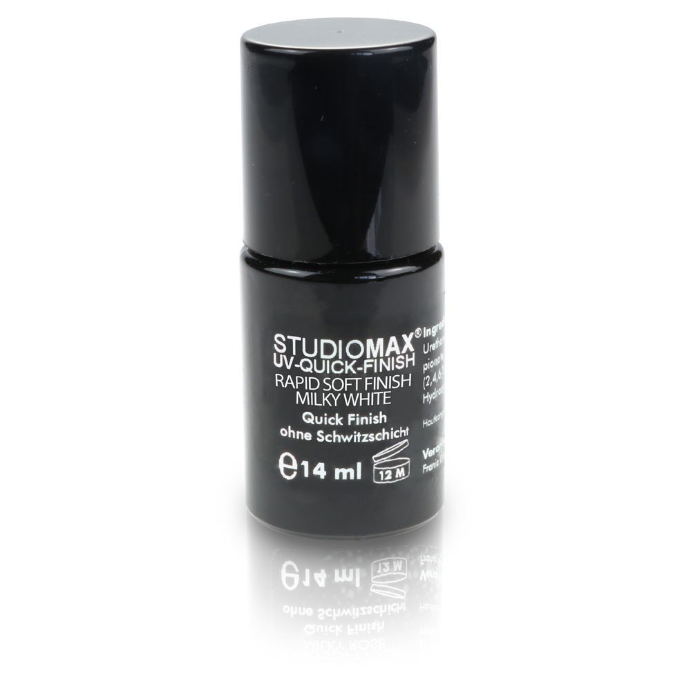 STUDIOMAX Rapid Soft Finish Milky White UV Gel Polish - 14ml Quick Dry No Wipe Top Coat for Nail Art & Manicures | Salon & Home Use