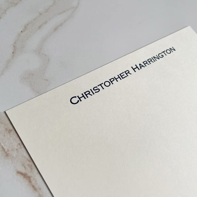 Premium Personalized Flat Note Cards with Raised Ink & Black Border - Set of 25 Cards & Matching Envelopes - Perfect for Weddings, Thank You Notes & Business Correspondence