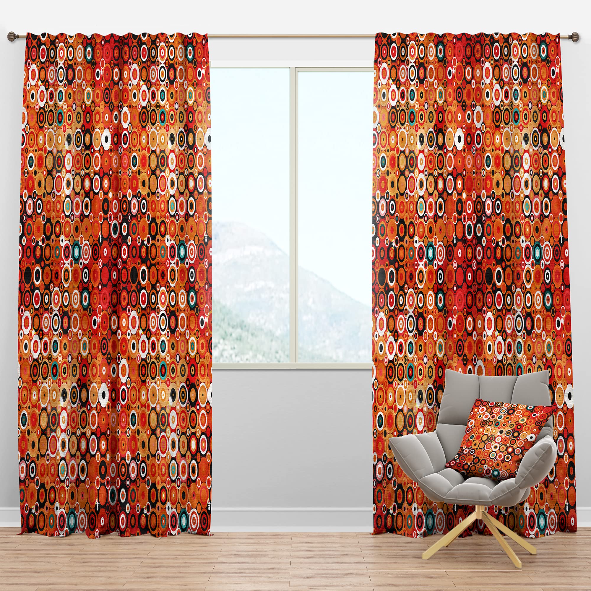 Disco Style Blackout Curtains with Dots & Circles Pattern - Thermal Insulated Single Panel (52x90 inches) for Bedroom & Living Room - Perfect for Light Blocking, Privacy & Energy Saving