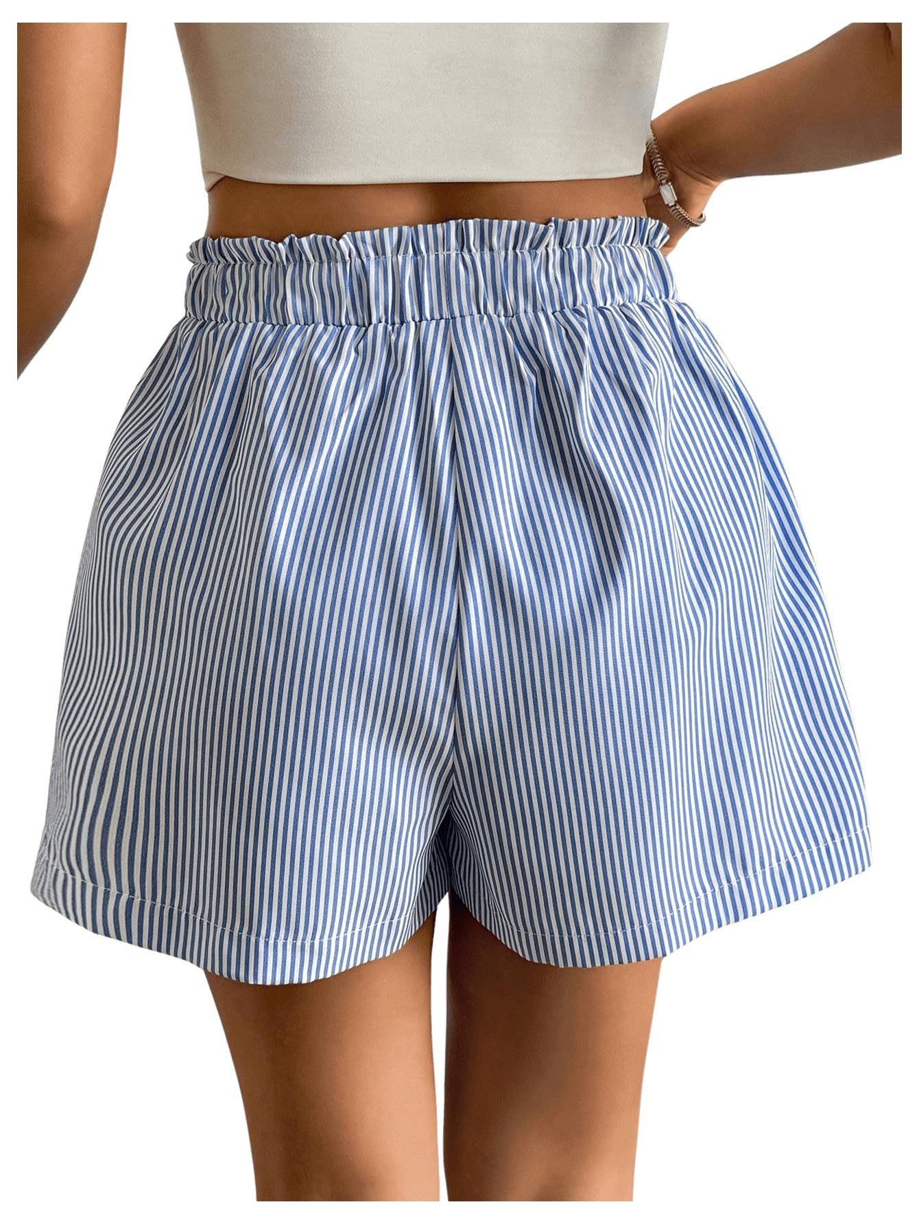 Stylish Women's Summer Striped Drawstring Shorts - High Waist Elastic Wide Leg Beach Shorts for Casual Outfits & Vacation Wear | Perfect for Beach, Poolside, and Summer Outings