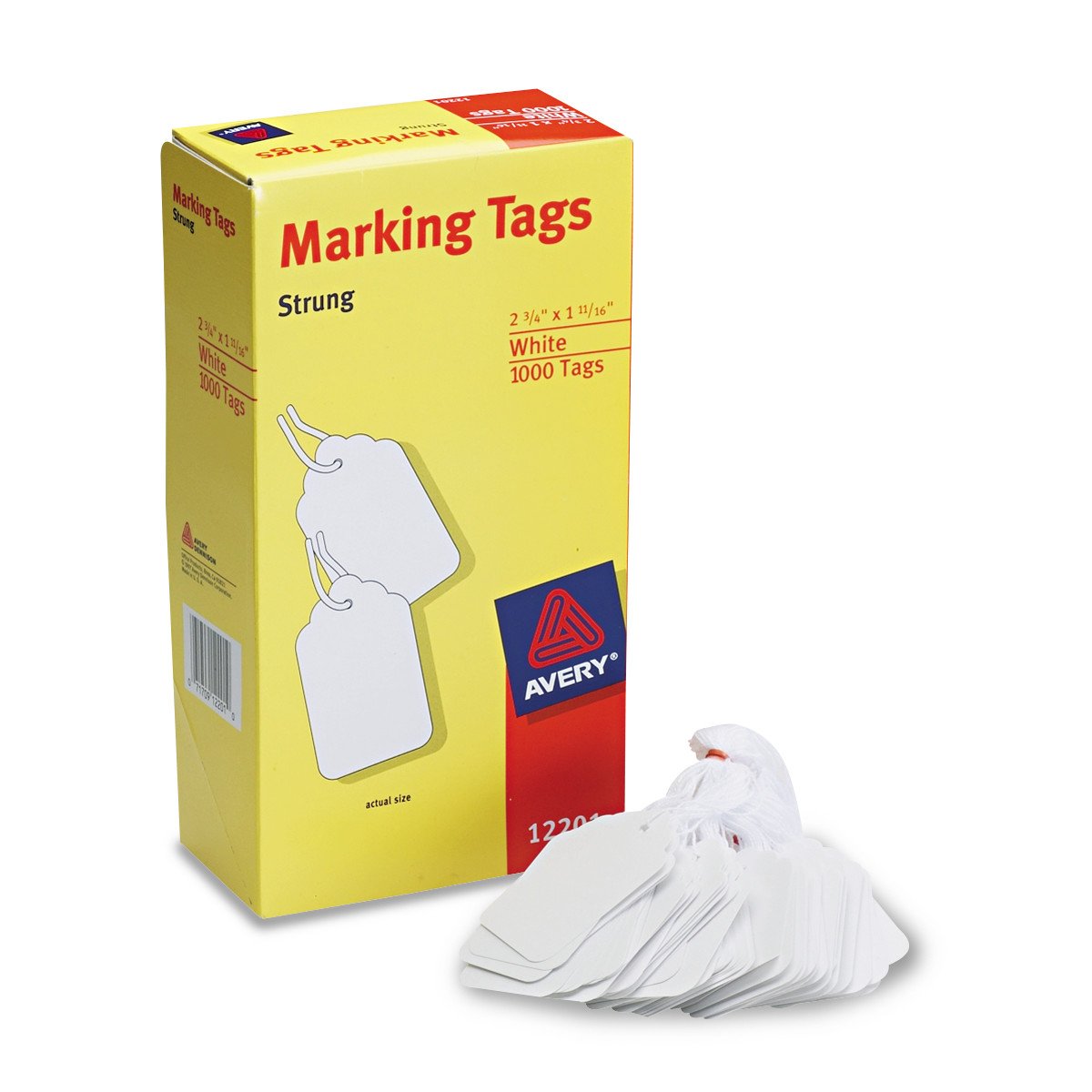 Avery 12201 Medium-Weight White Marking Tags, 2 3/4 x 1 11/16 Inches (Box of 1000) - Perfect for Labeling, Organizing & Inventory Management in Warehouses, Offices & Retail Stores