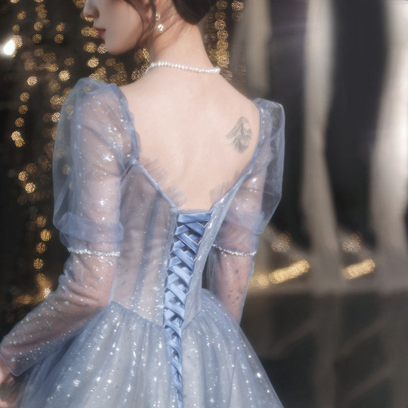 Blue A-Line Tulle Prom Dress with Sweetheart Neckline | Shiny Formal Party Gown for Sweet Princess | Perfect for Prom, Homecoming, Quinceañera & Special Occasions