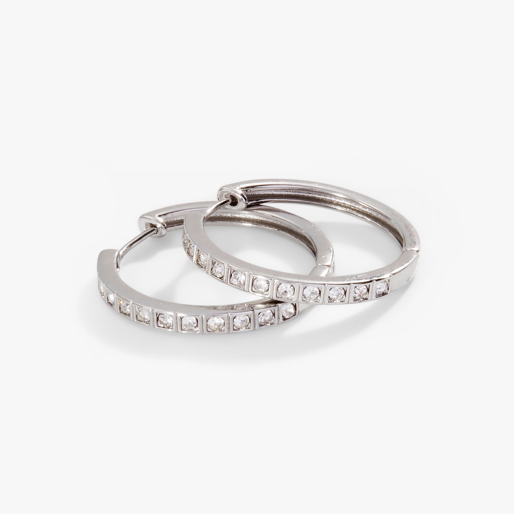 Crystal Medium Hoop Earrings - Clear Cubic Zirconia Studded Elegant Jewelry for Women | Perfect for Parties, Weddings & Everyday Wear