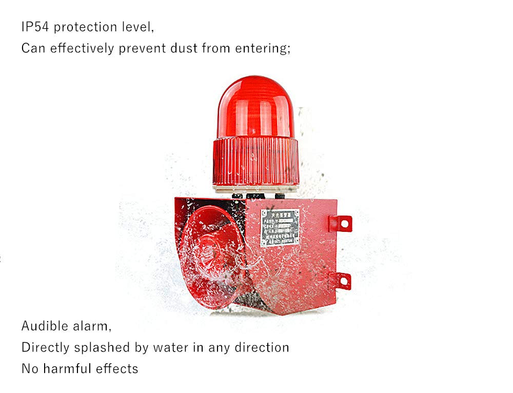 Industrial Sound Light Alarm Siren Horn with LED Warning Light - One Touch Emergency Voice Alarm & Strobe Light for School, Factory Safety (AC 110V) - Ideal for Emergency Alerts, Security Systems & Public Safety