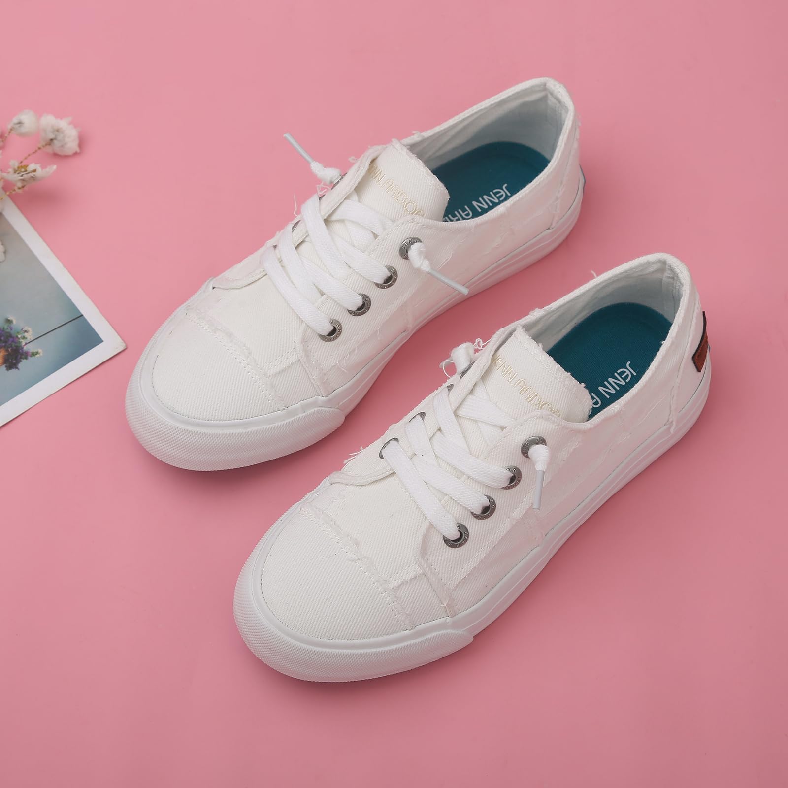 JENN ARDOR Women's Slip-On Canvas Sneakers - Low Top Casual Fashion Tennis Shoes for Women | Perfect for Walking, Travel & Everyday Wear