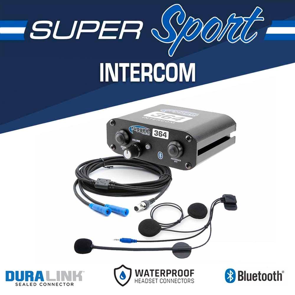 2 Person Super Sport 364 Motorcycle Communication Intercom System with Helmet Kits - Perfect for Riders, Group Tours & Adventure Motorcycling