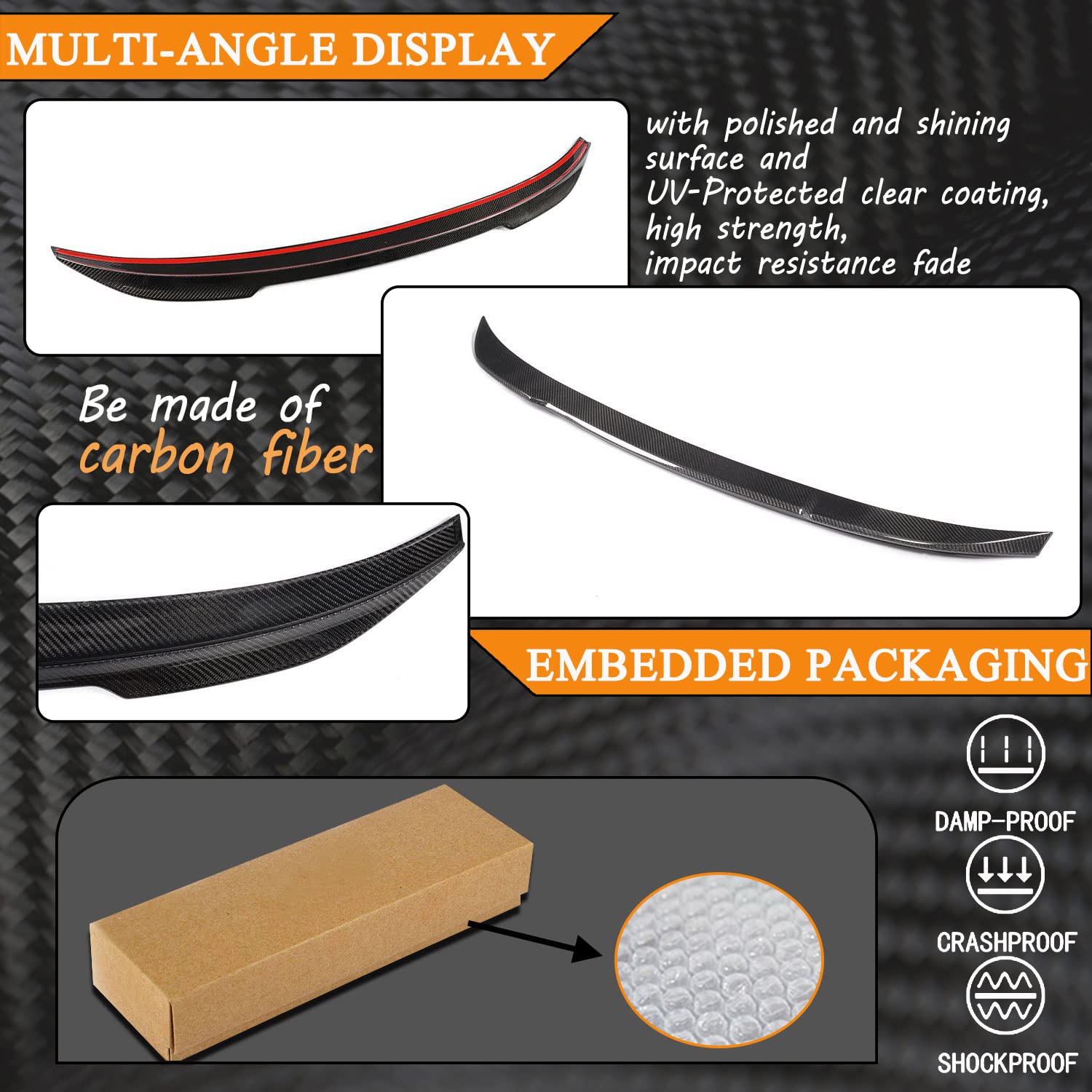 Carbon Fiber Trunk Spoiler for BMW 3 Series G20 G80 (2019-2024) | High Kick Rear Wing Lip | Fits 320i 330i 330e M340i 318d 320d 330d Models | Enhances Aerodynamics & Sporty Look for Sedans