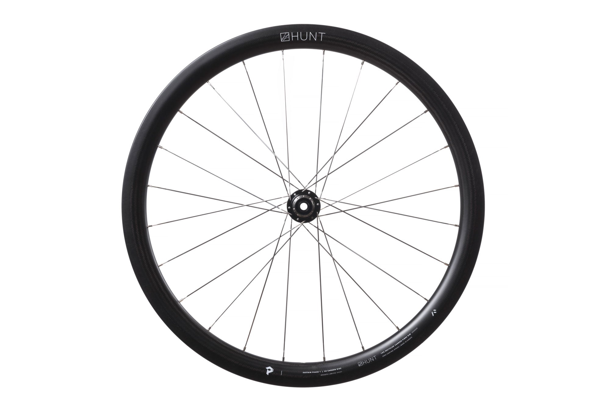 HUNT Sustain Phase One 42 Carbon Disc Ti Wheelset - Lightweight Carbon Fiber Wheels for Road & Gravel Bikes - Perfect for Racing, Endurance & Adventure Cycling