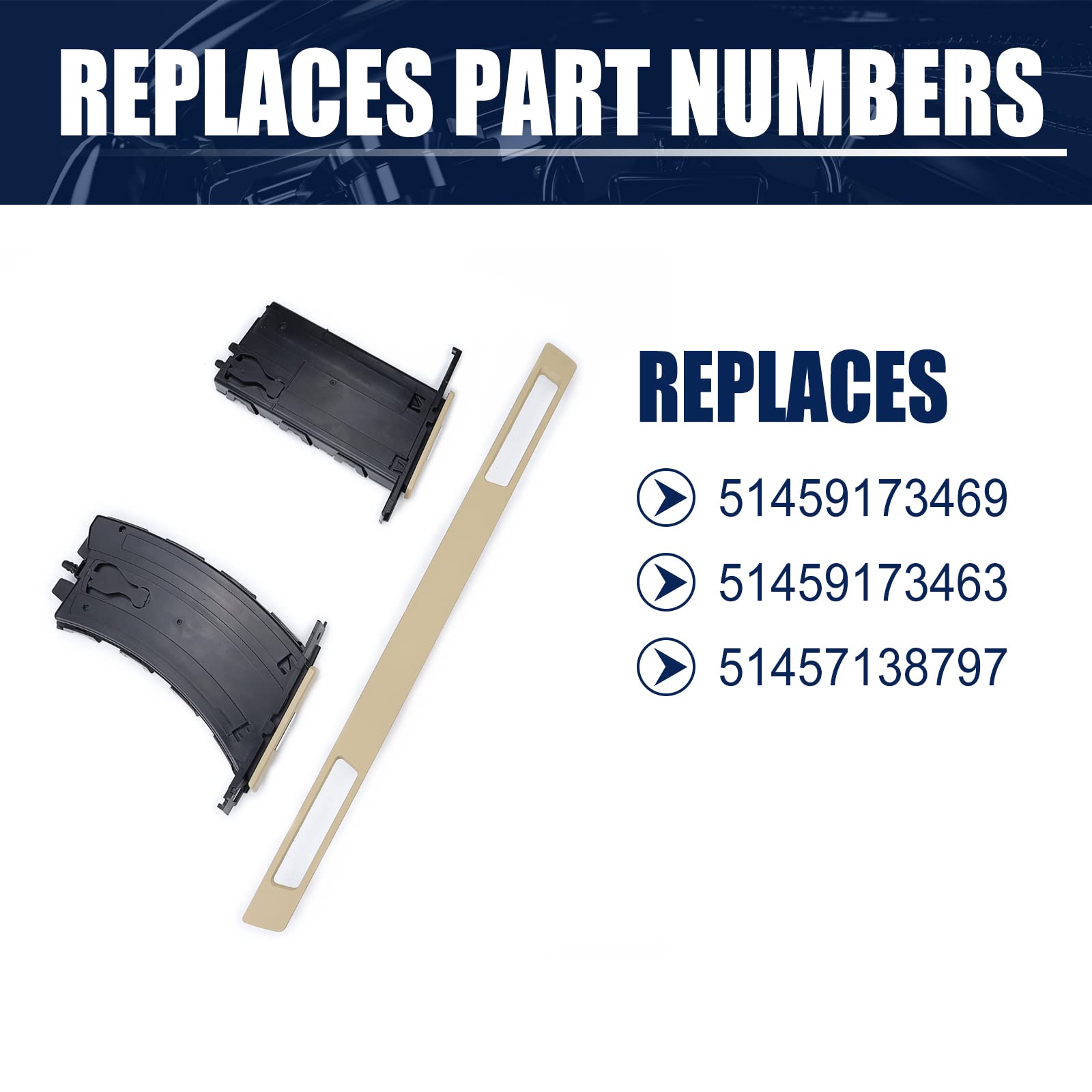 Retractable Cup Holder for 2006-2013 BMW E90 E91 E92 E93 Series - 3-Piece Set (Beige) - Compatible with Part Numbers 51459173469, 51459173463, 51457138797 - Perfect for Drivers & Passengers - Ideal for Road Trips, Commuting, and Daily Driving